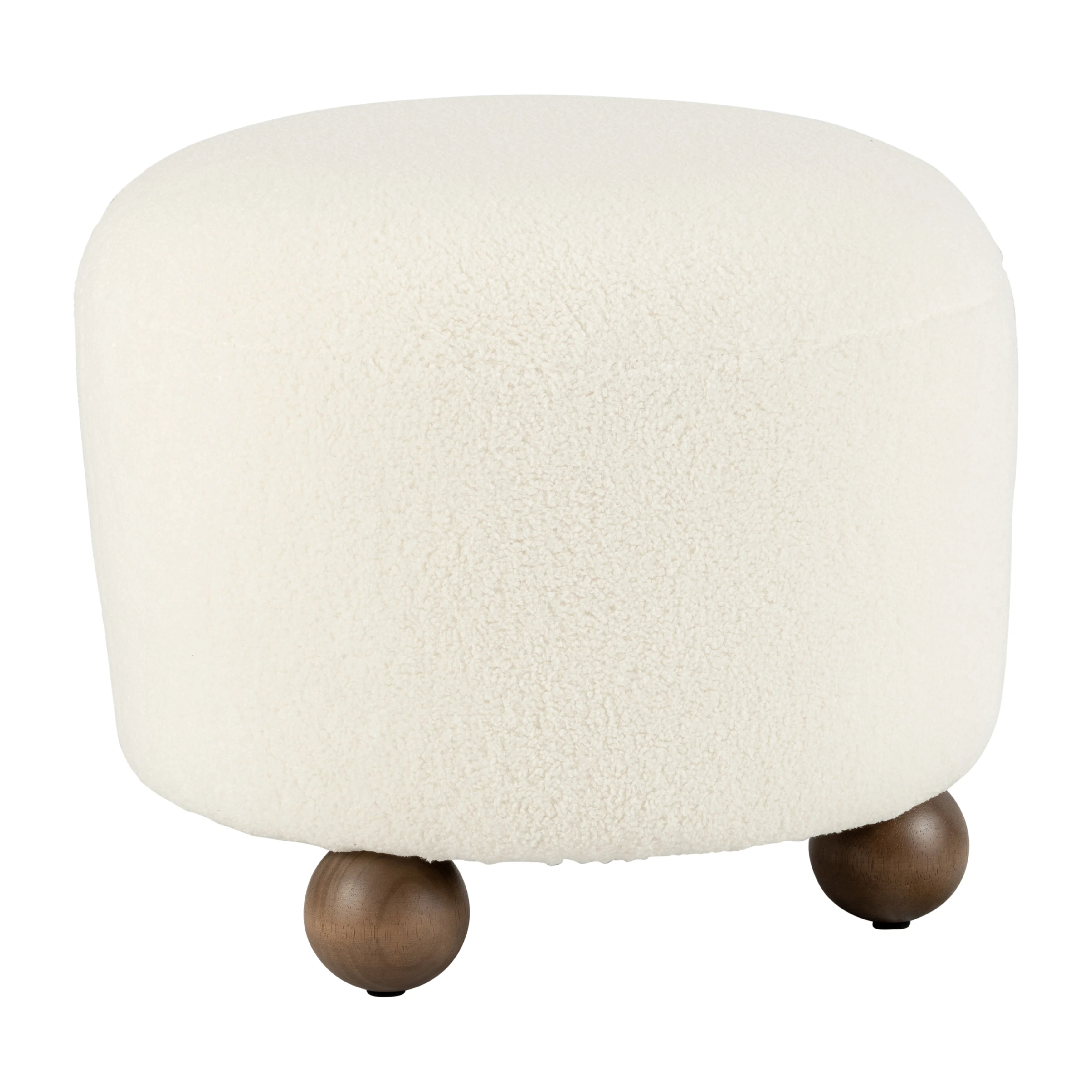 Round Ottoman W/ Ball Feet, Beige - Image 13