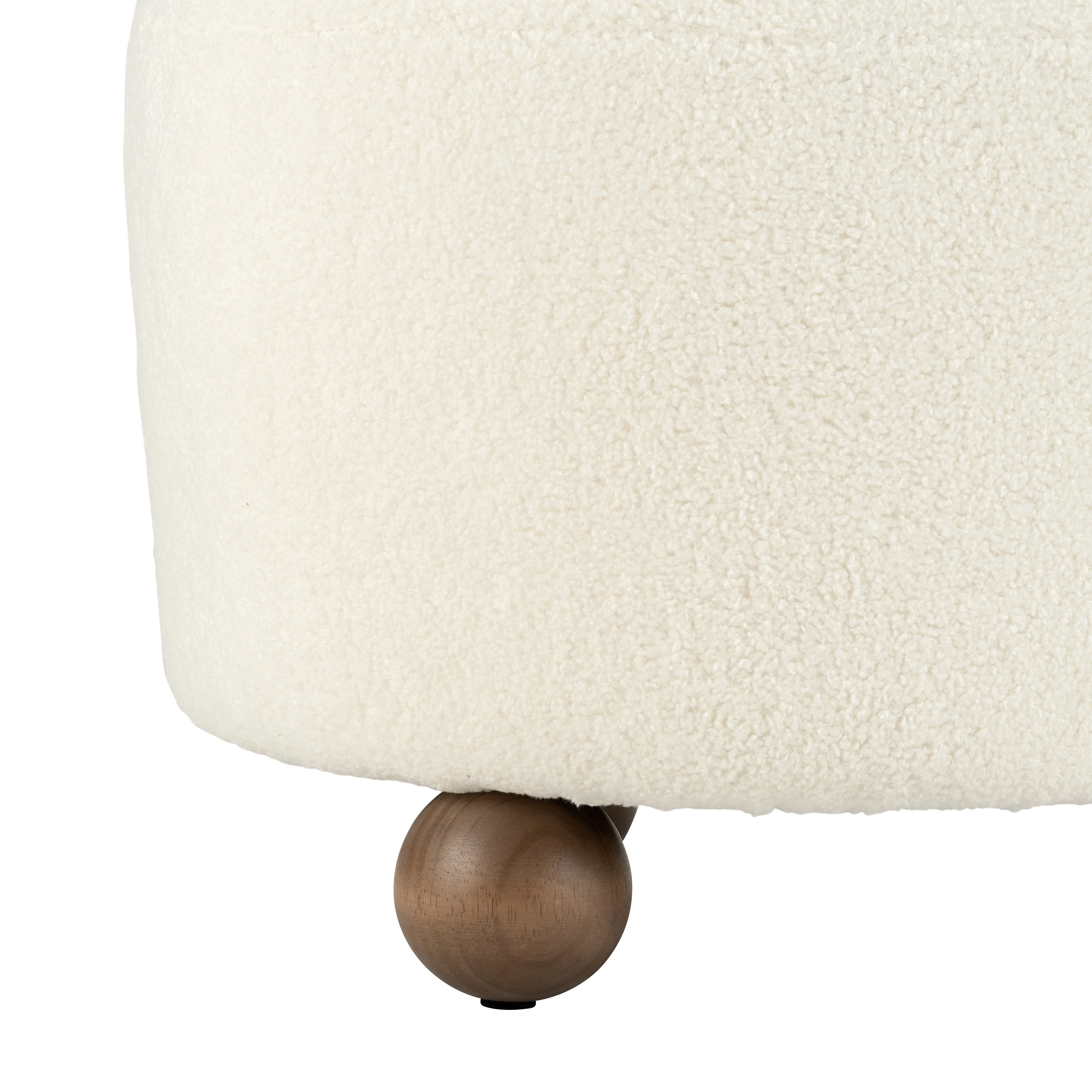 Round Ottoman W/ Ball Feet, Beige - Image 14