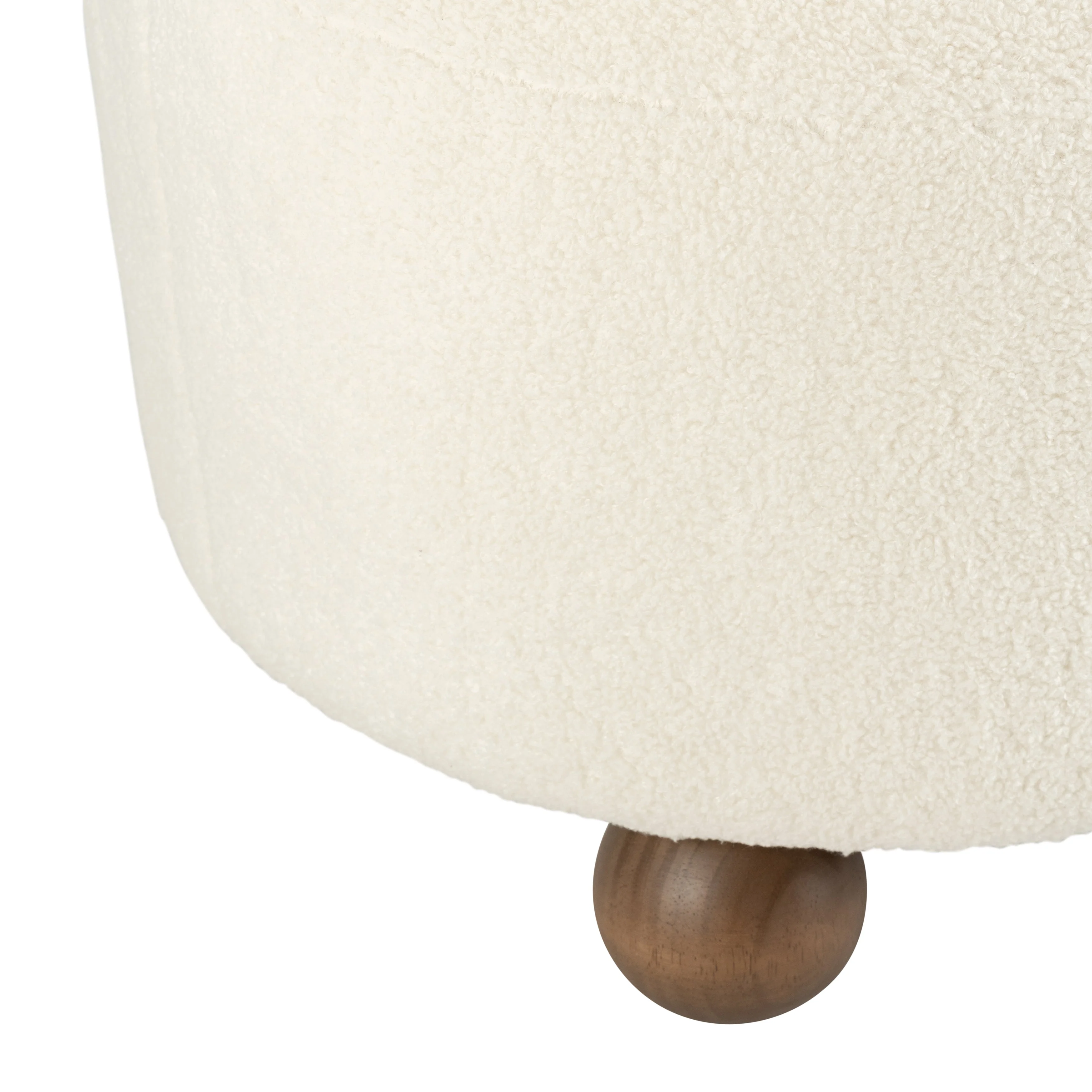 Round Ottoman W/ Ball Feet, Beige - Image 15