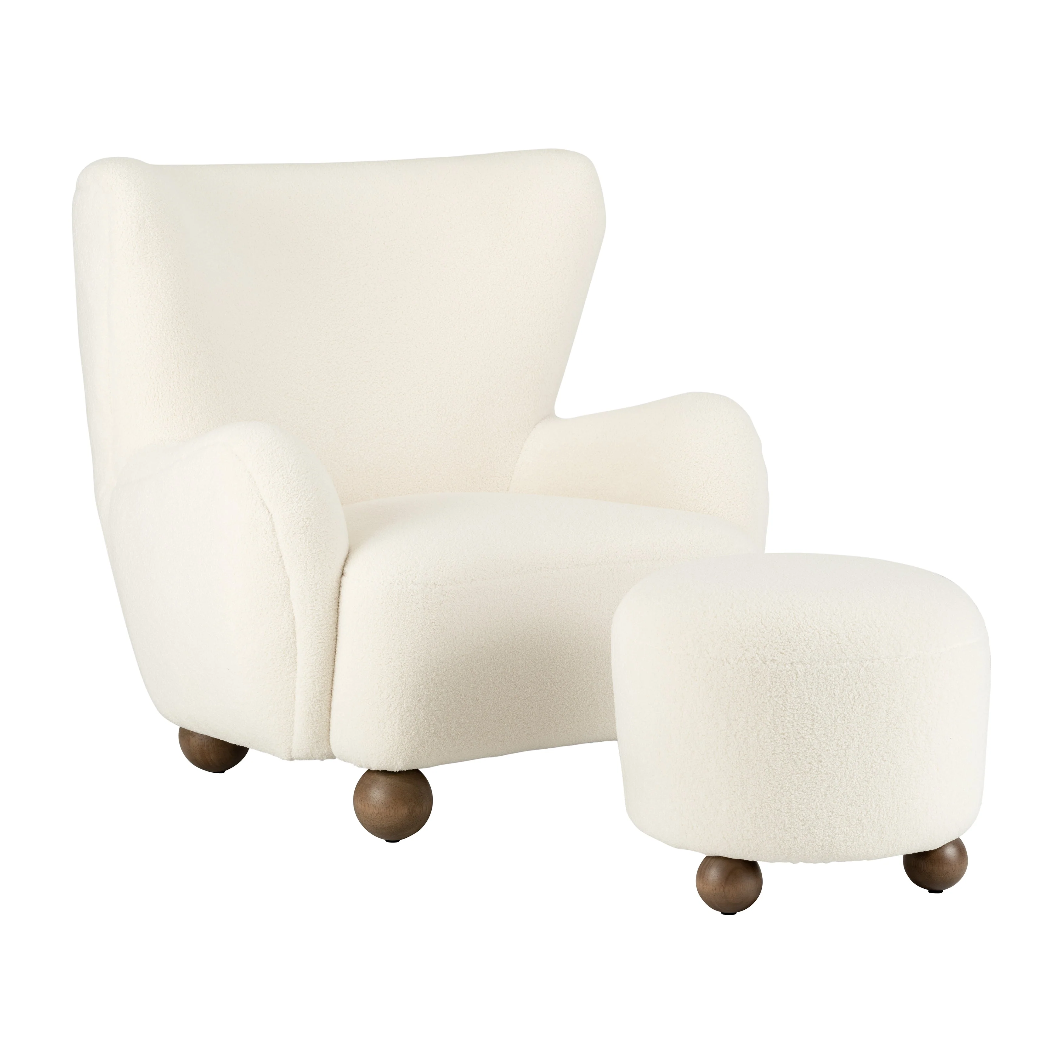 Round Ottoman W/ Ball Feet, Beige - Image 17