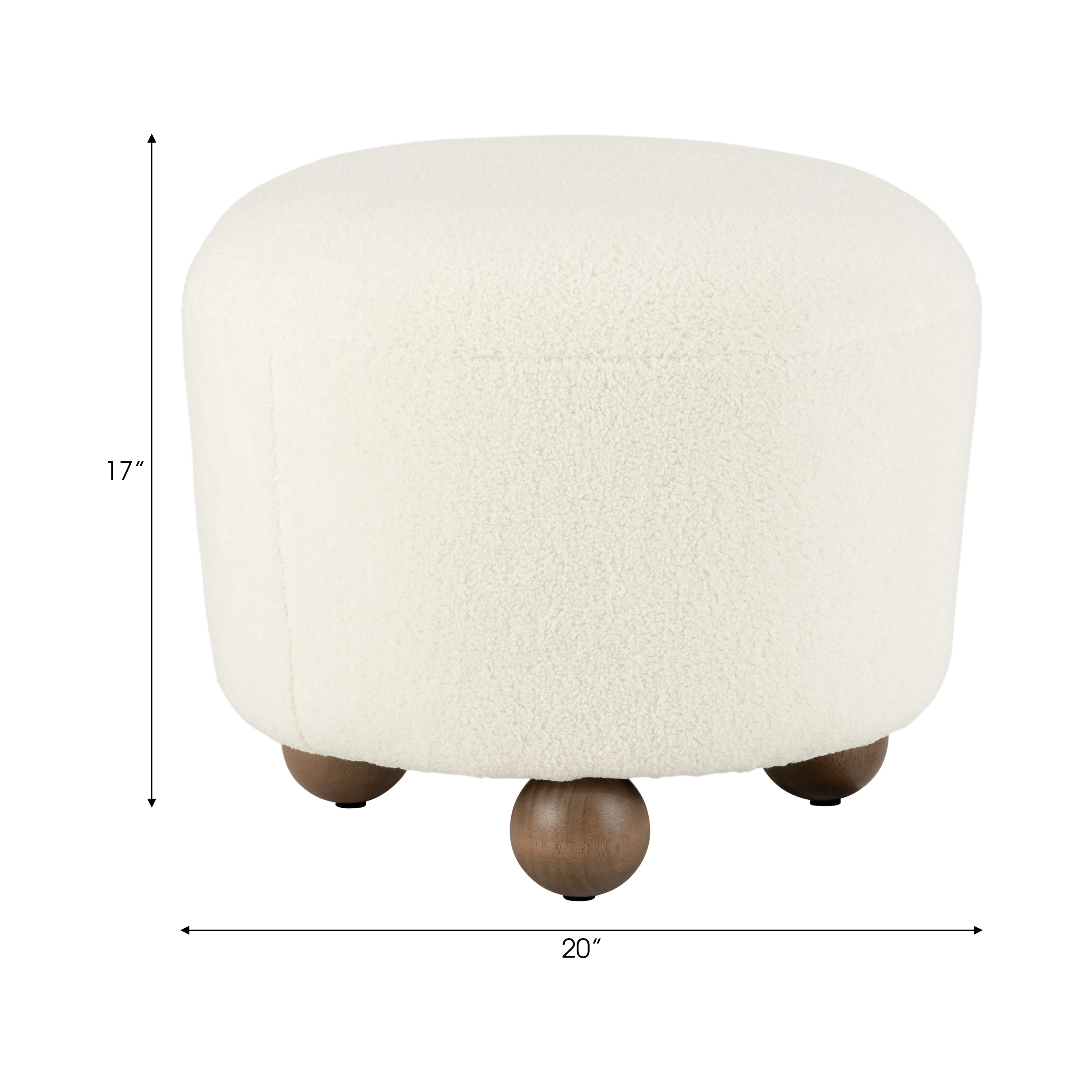 Round Ottoman W/ Ball Feet, Beige - Image 18