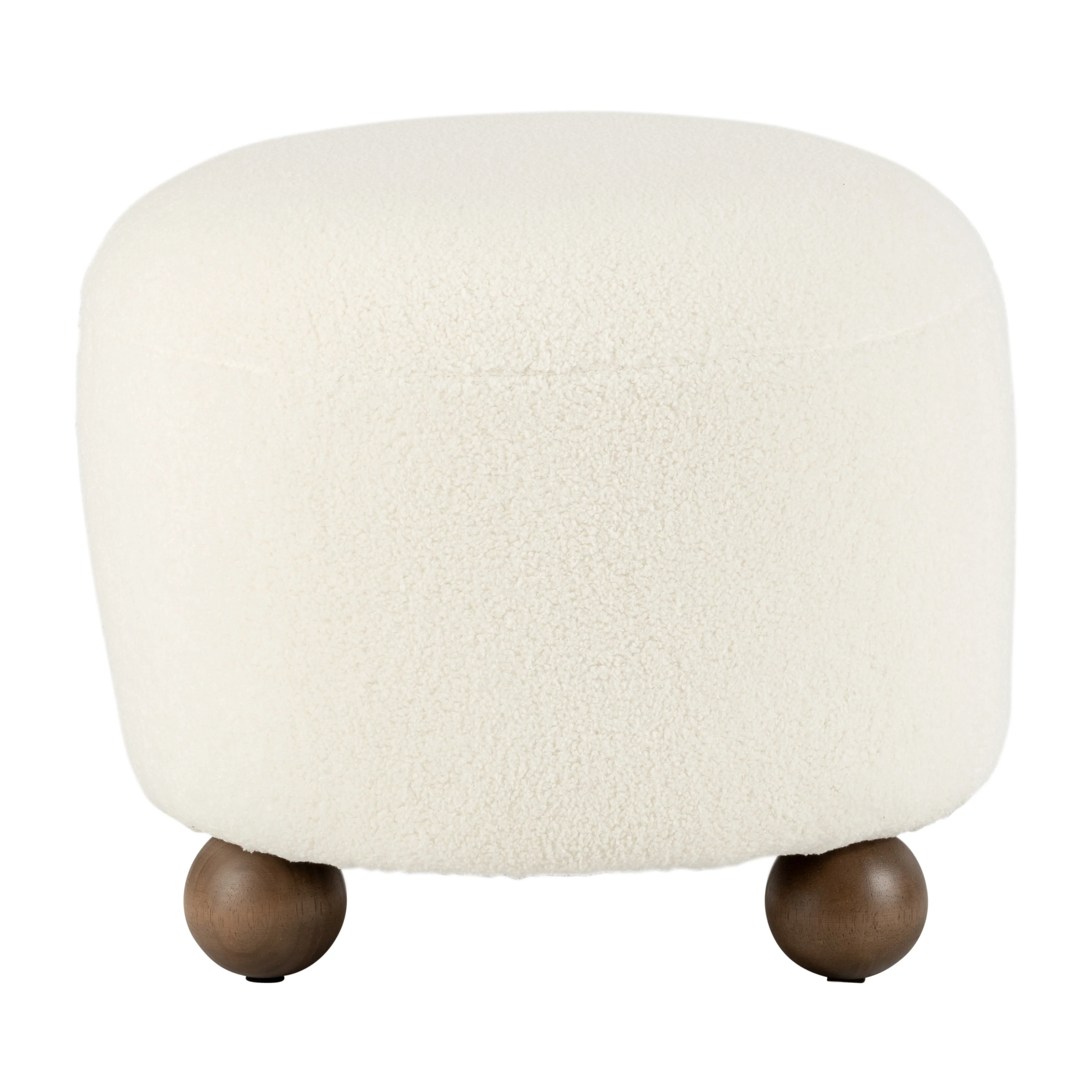 Round Ottoman W/ Ball Feet, Beige - Image 2