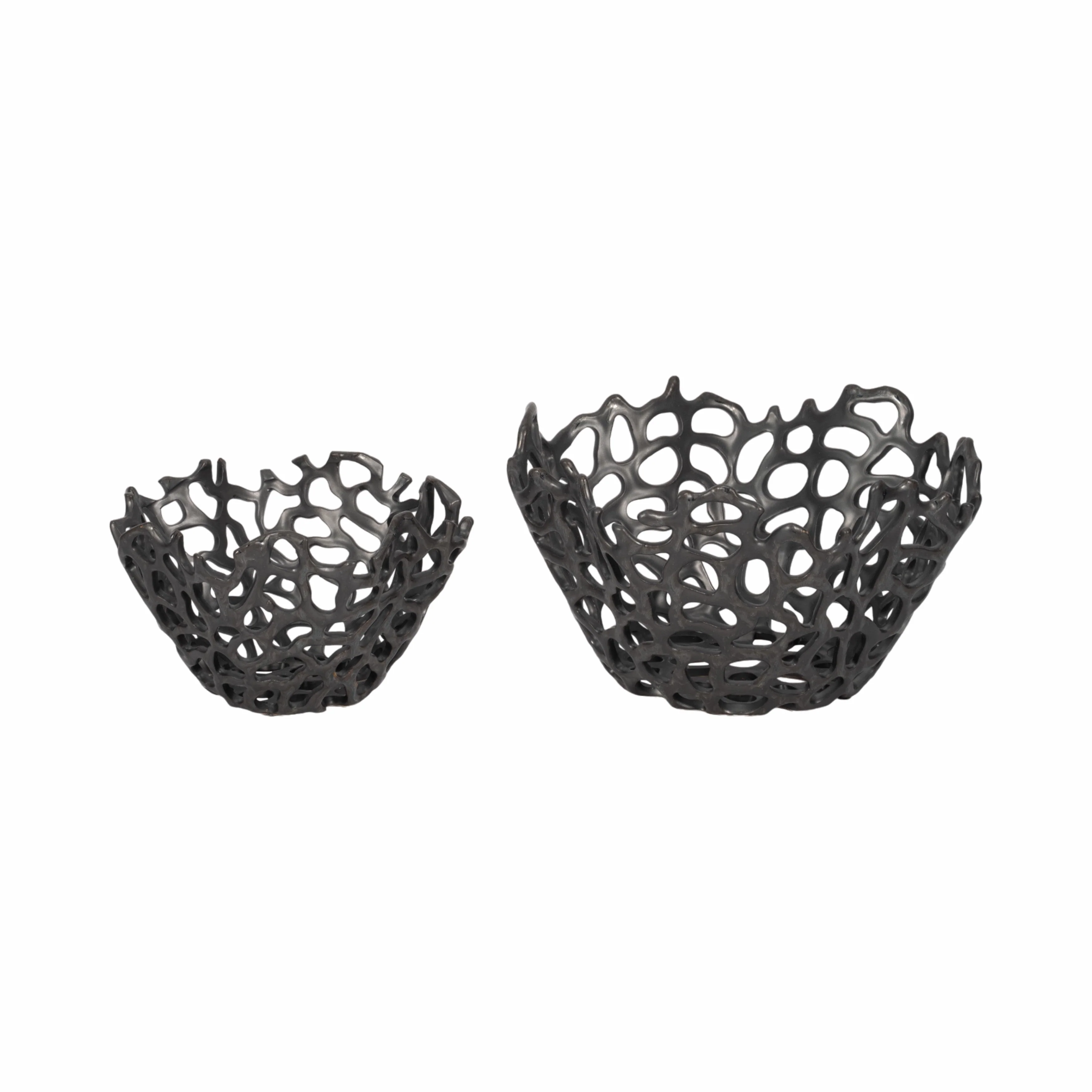 S/2 10/13" Steffi Black Ceramic Bowls - Image 2