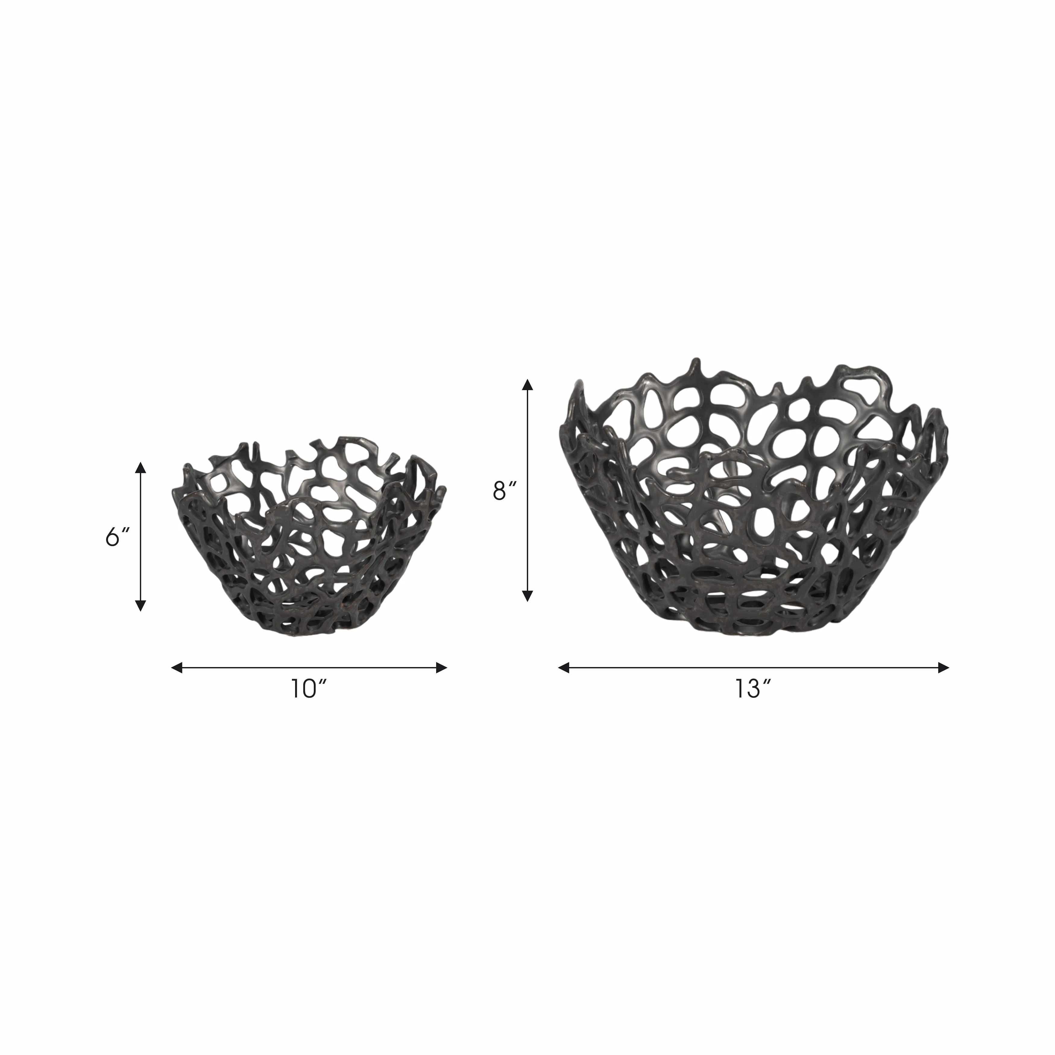 S/2 10/13" Steffi Black Ceramic Bowls - Image 8