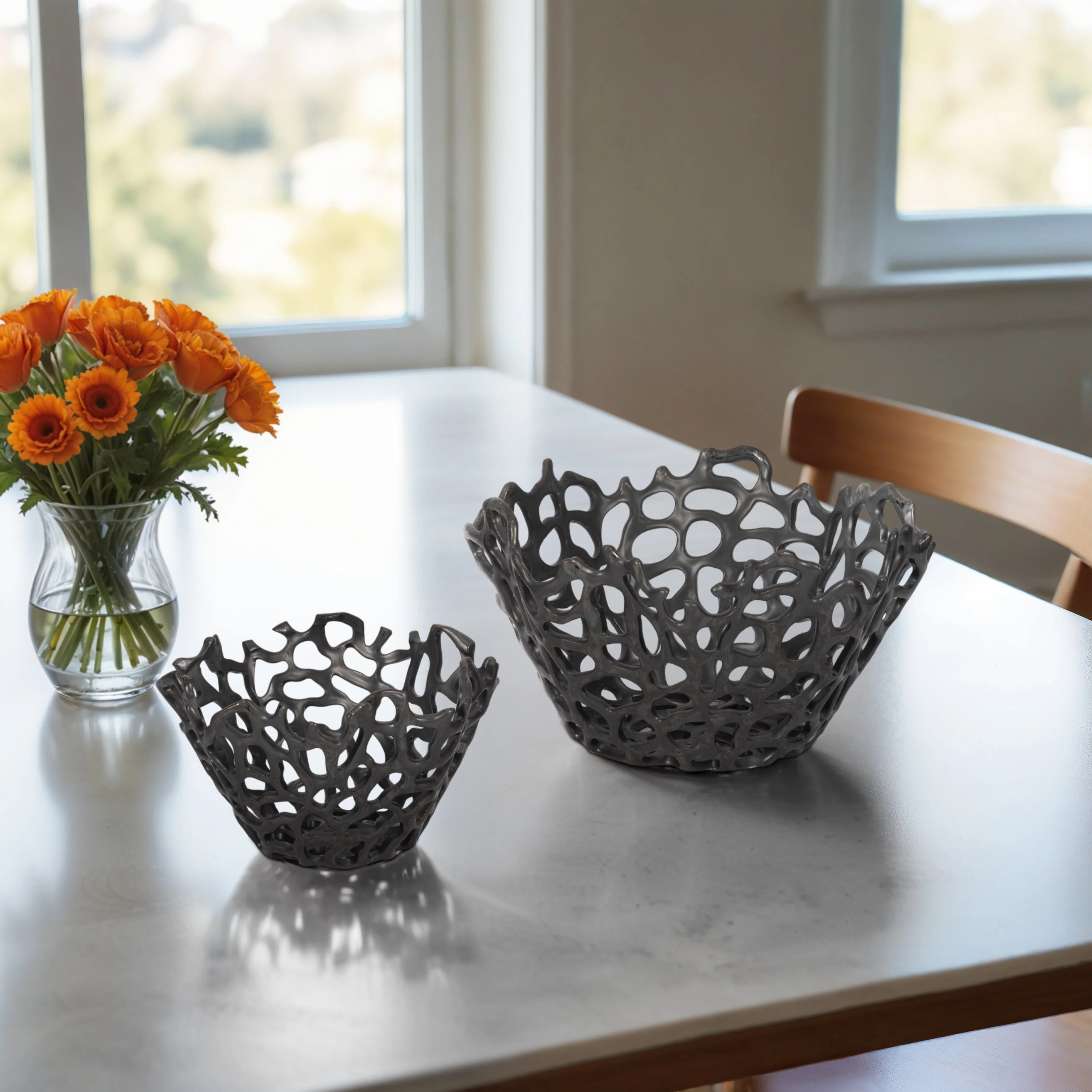 S/2 10/13" Steffi Black Ceramic Bowls - Image 9