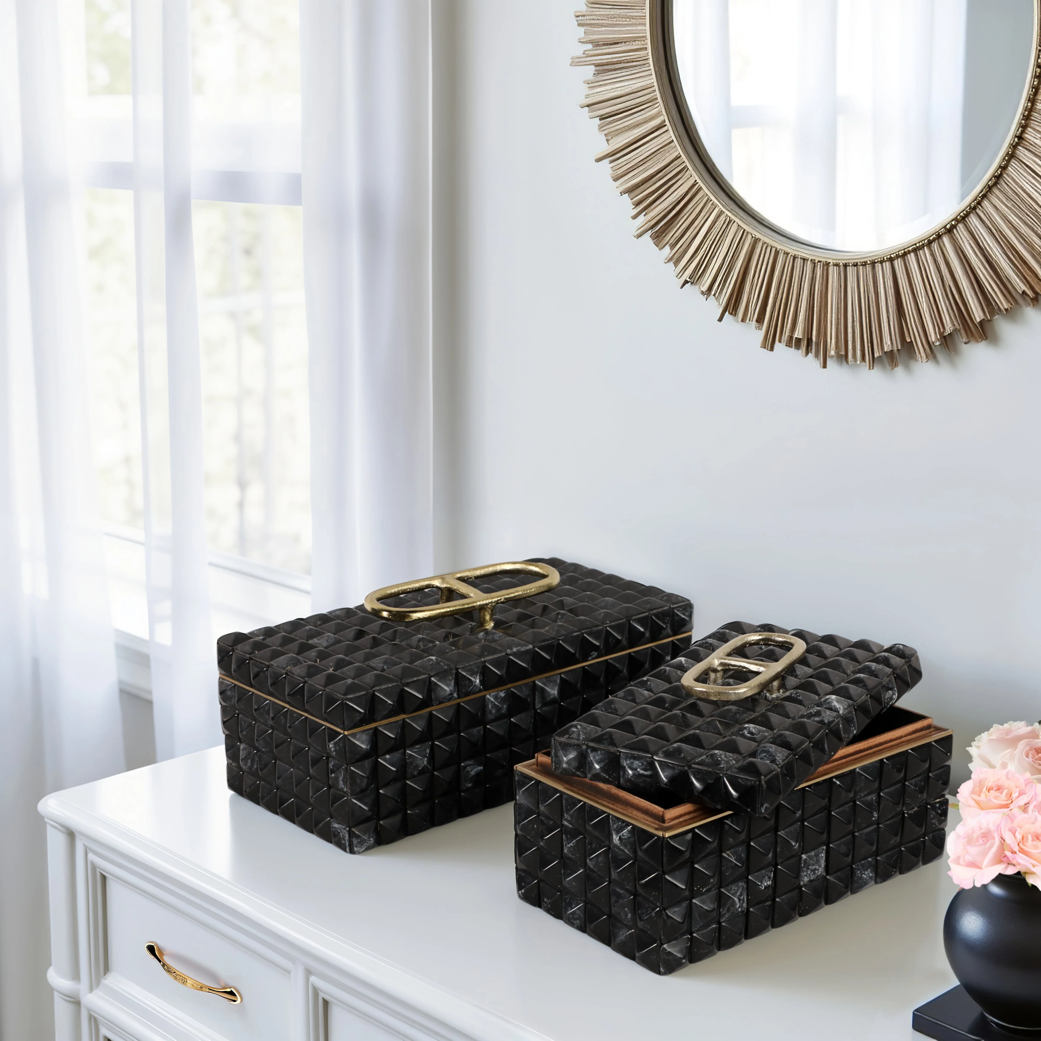 S/2 11/14" Bente Grey Resin Boxes - Image 10