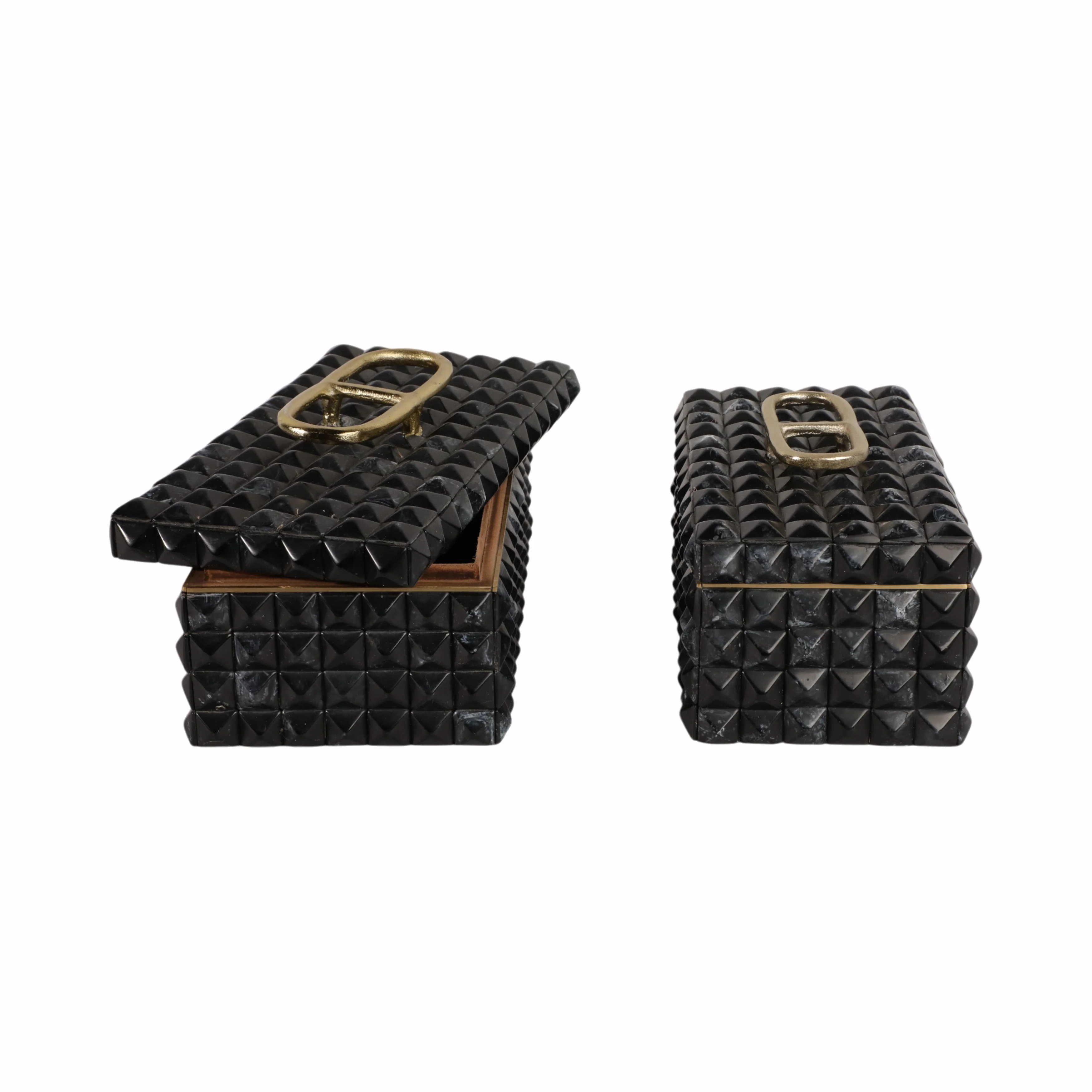 S/2 11/14" Bente Grey Resin Boxes - Image 4