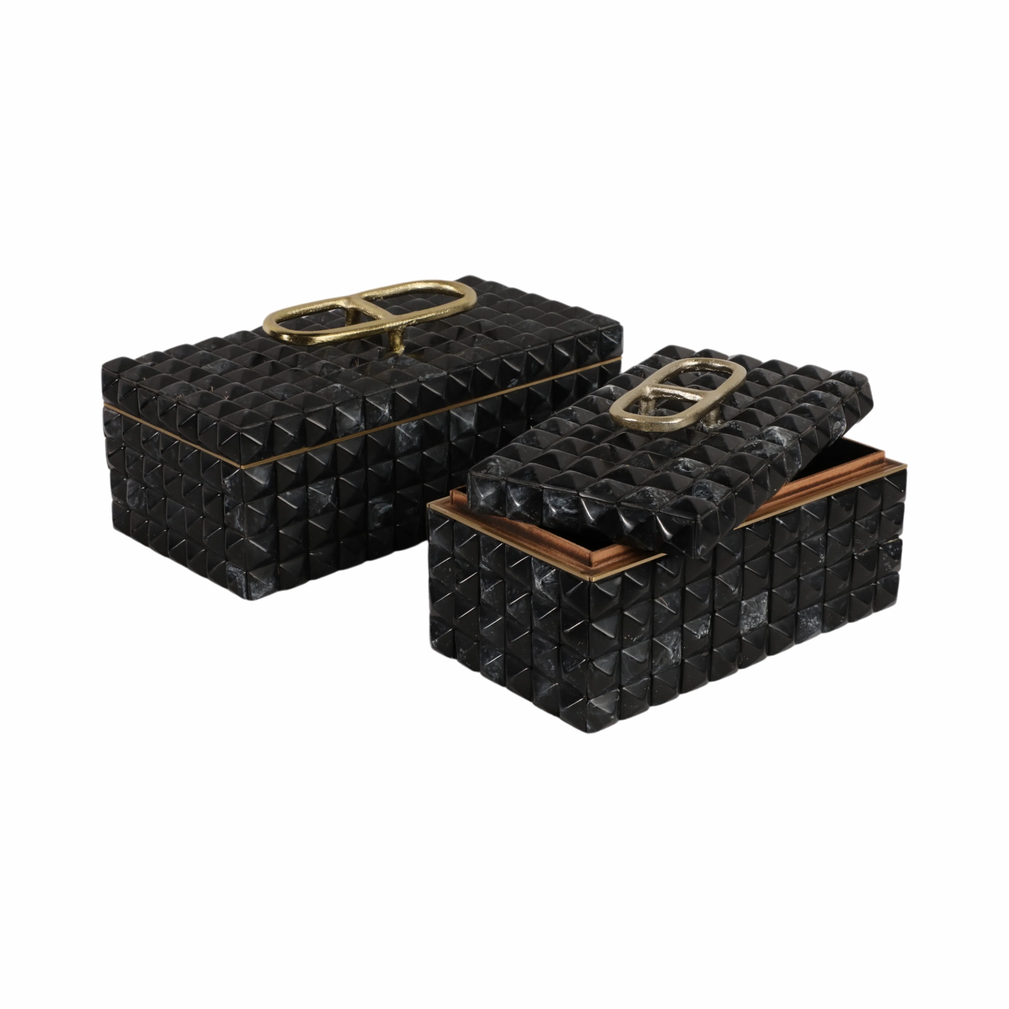 S/2 11/14" Bente Grey Resin Boxes - Image 5
