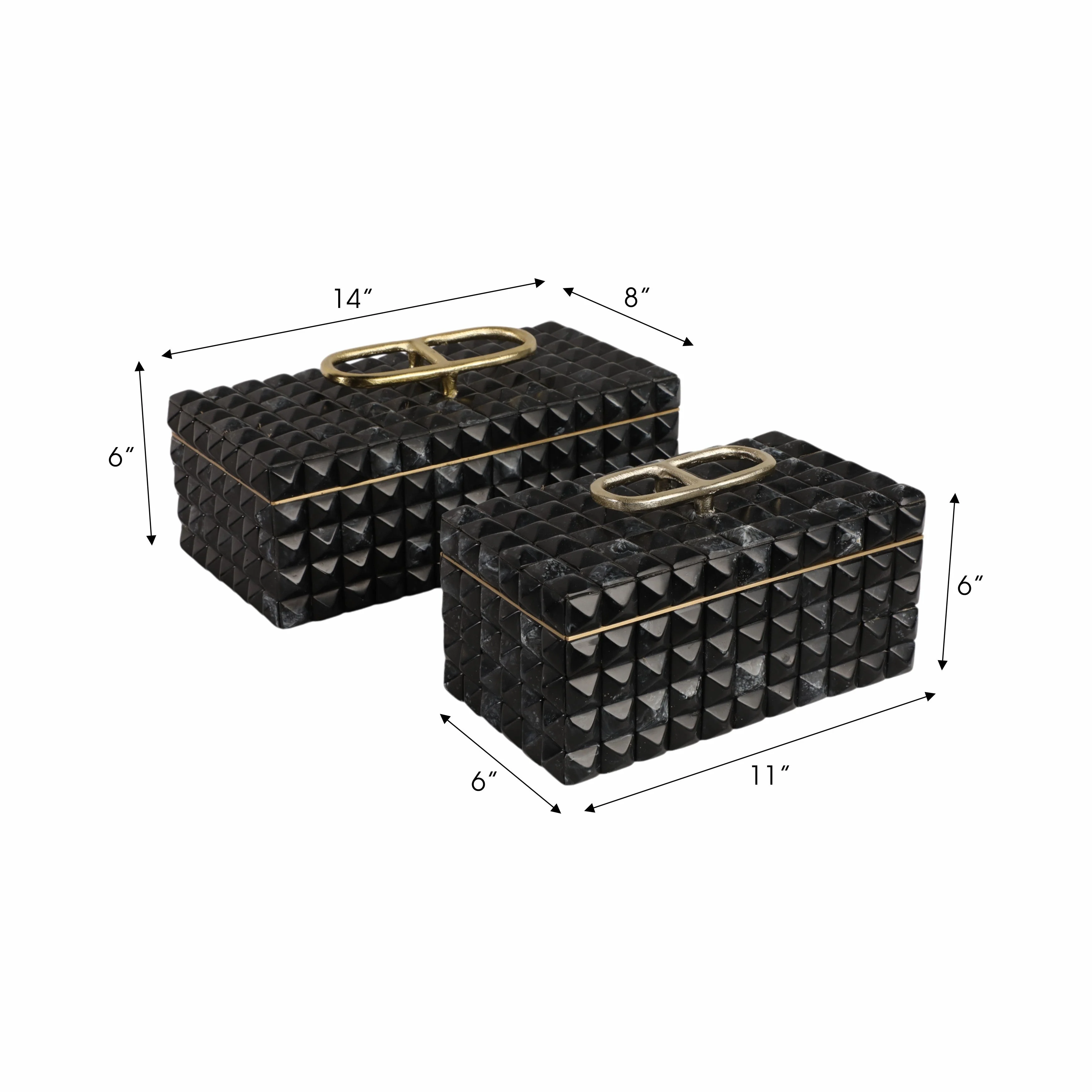 S/2 11/14" Bente Grey Resin Boxes - Image 9