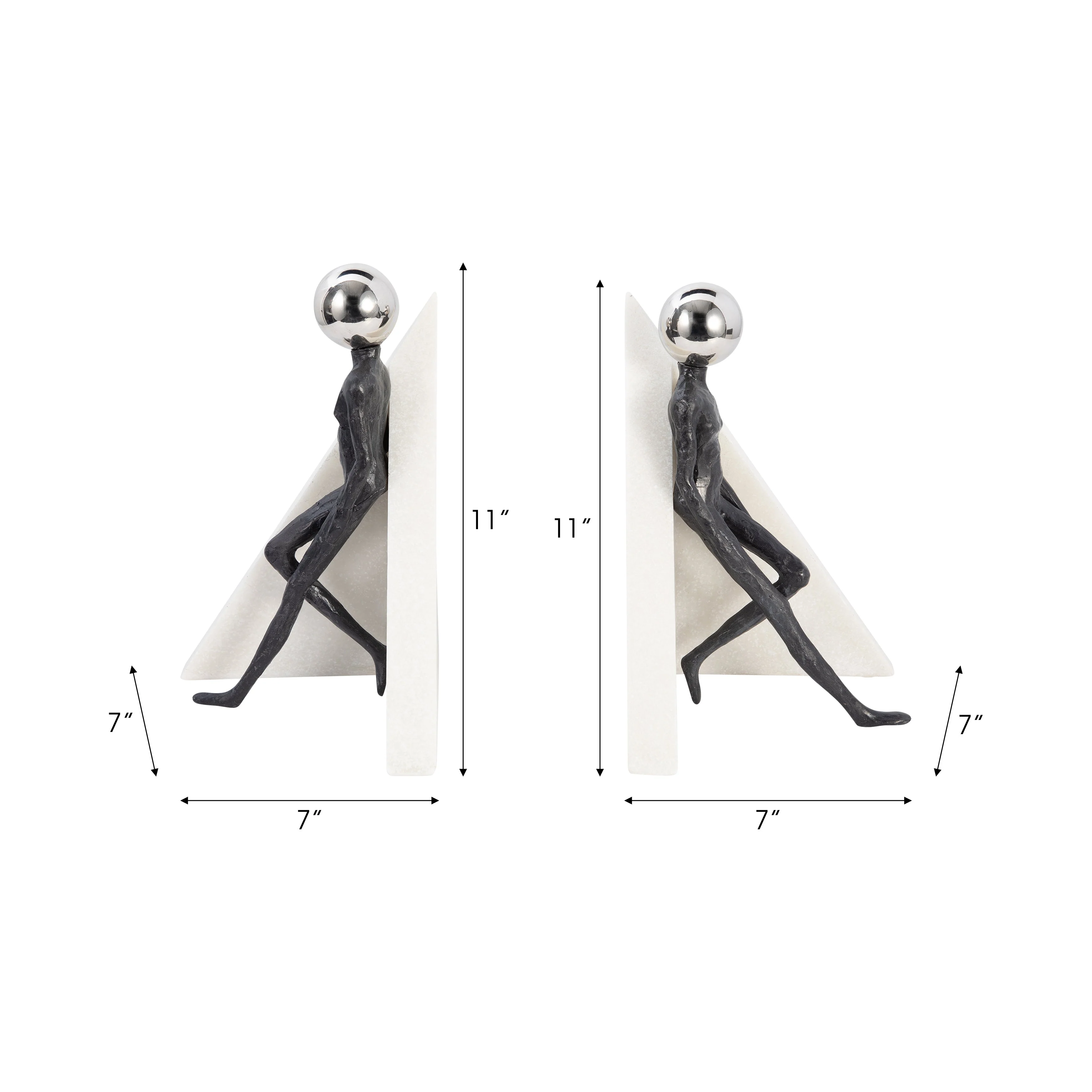 S/2 11" Crestone Figure Bookends With Steel Sphere - Image 5