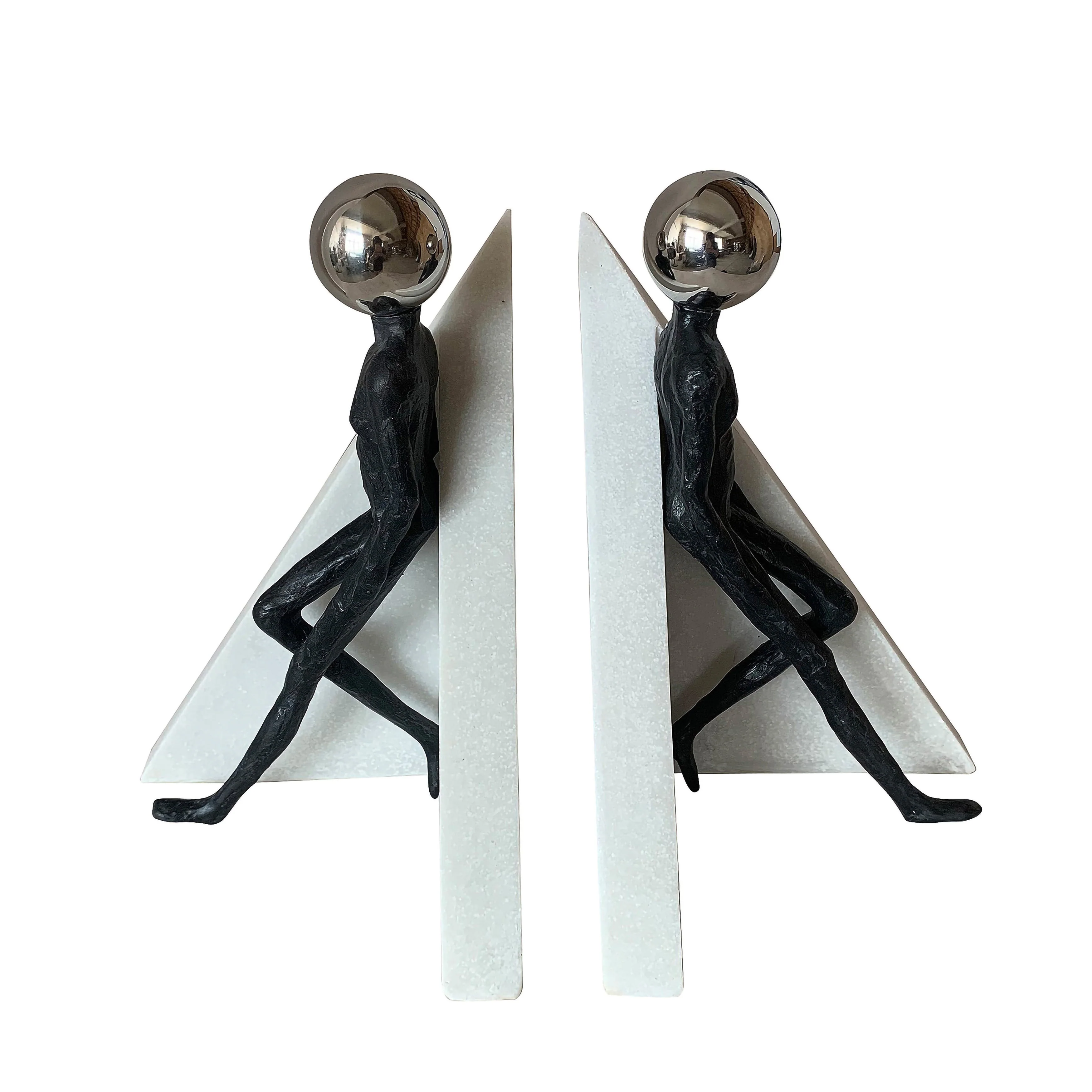 S/2 11" Crestone Figure Bookends With Steel Sphere - Image 8