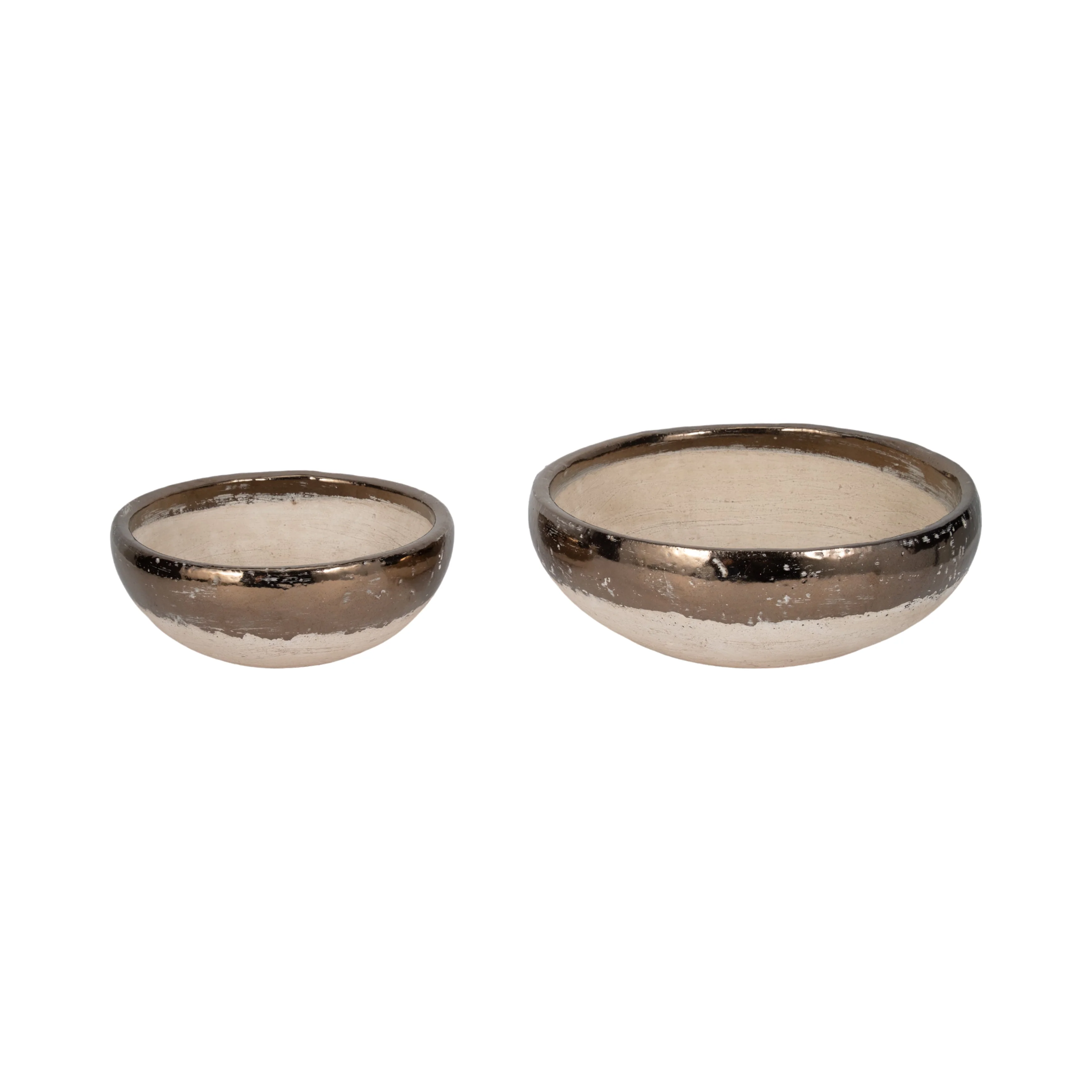 S/2 12/15" Gold Rim Terracotta Bowls, Grey - Image 19