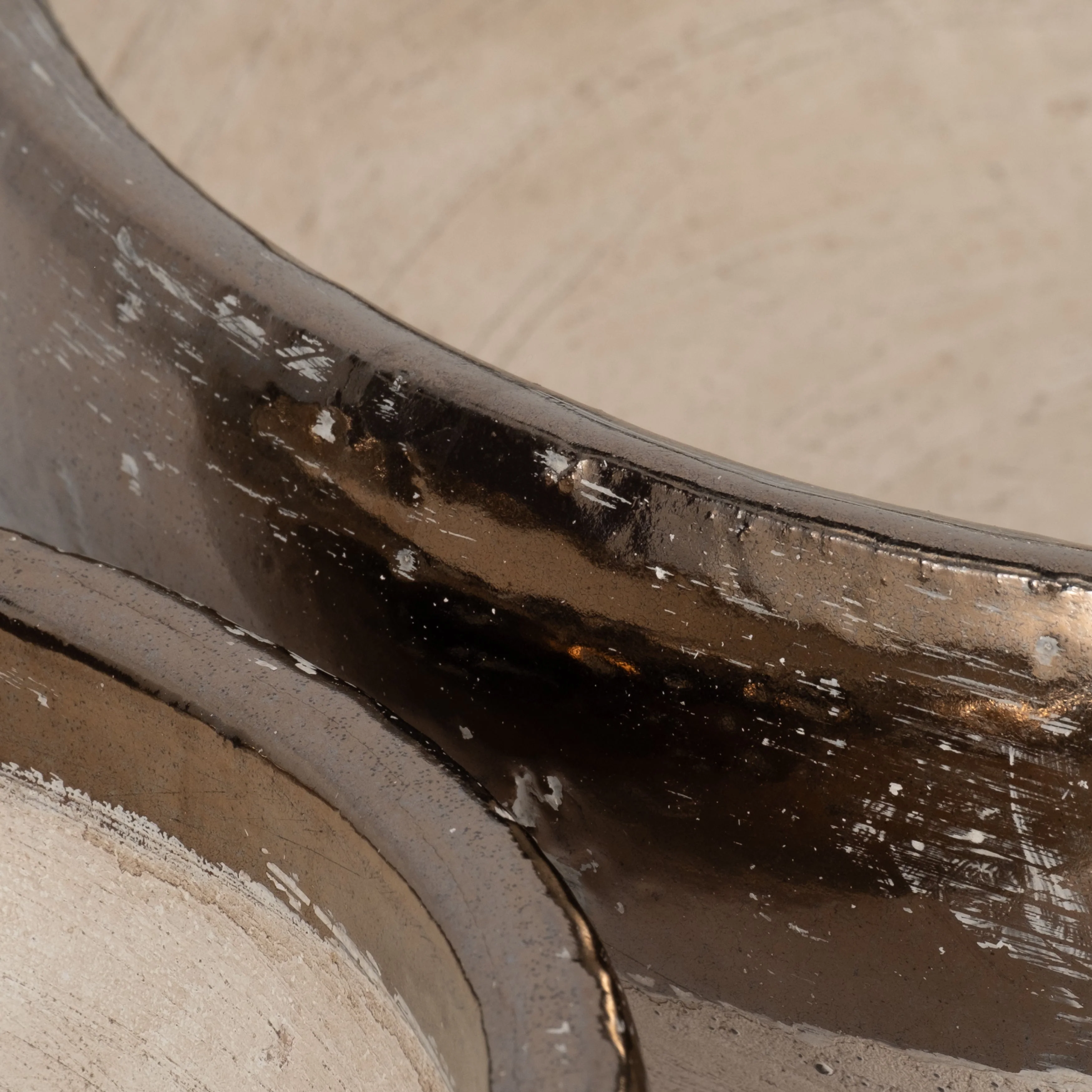 S/2 12/15" Gold Rim Terracotta Bowls, Grey - Image 5