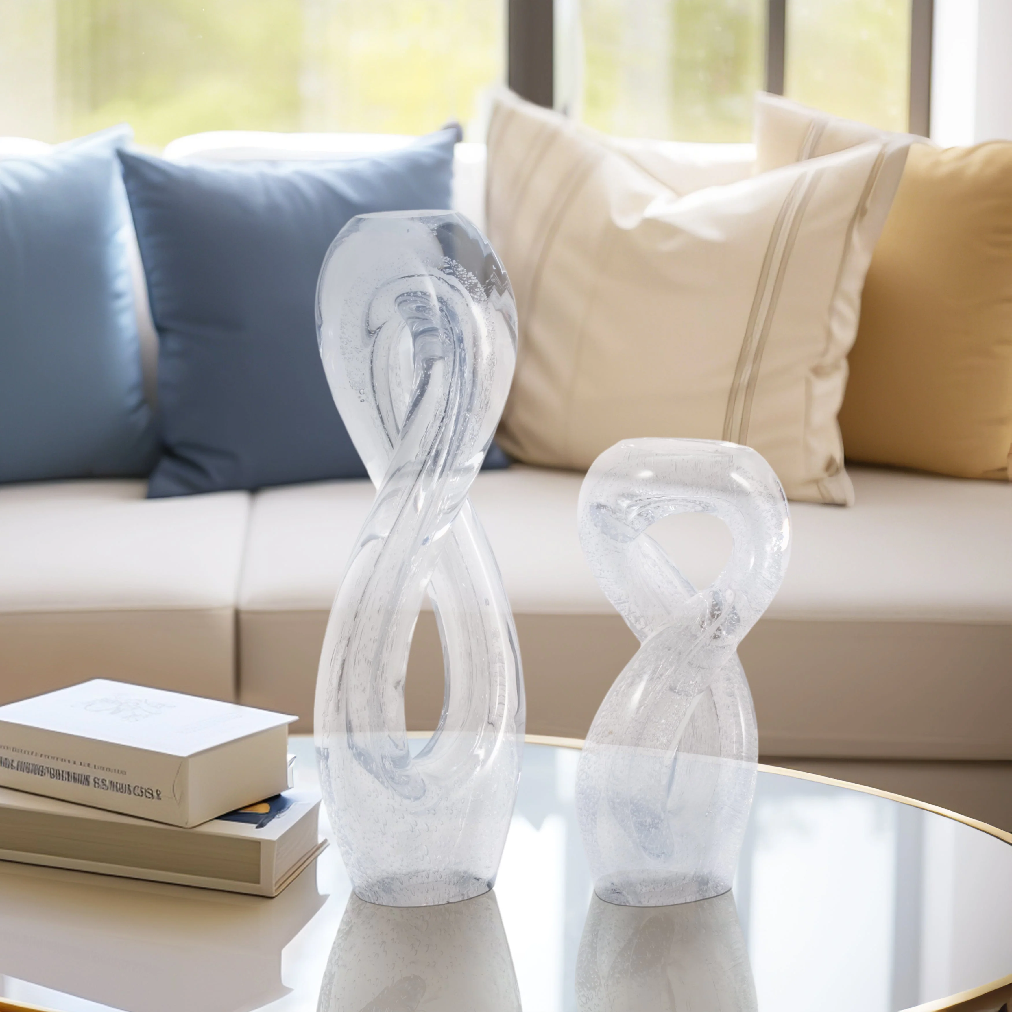 S/2 12/17" Celestine Glass Sculptures, Clear - Image 10