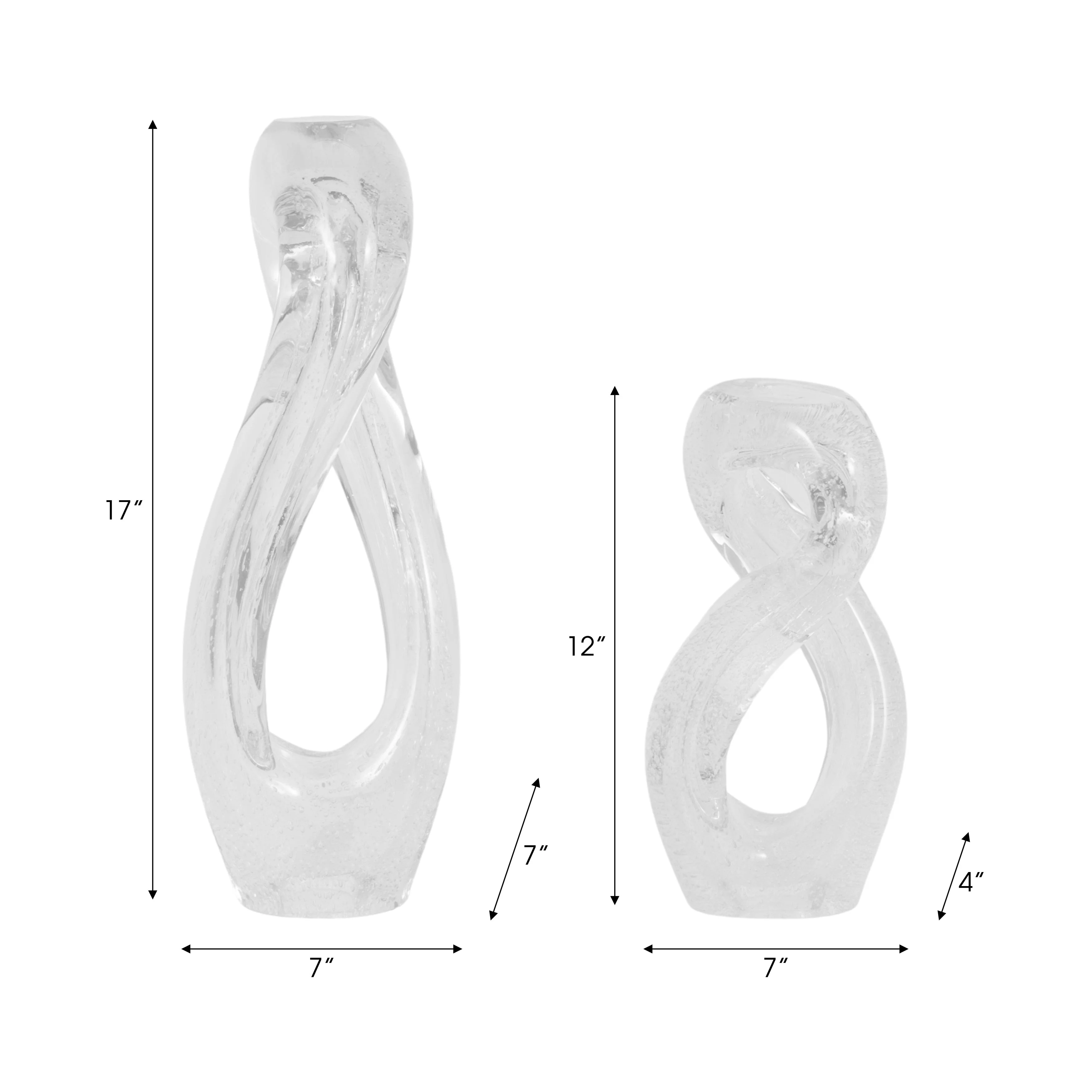 S/2 12/17" Celestine Glass Sculptures, Clear - Image 19