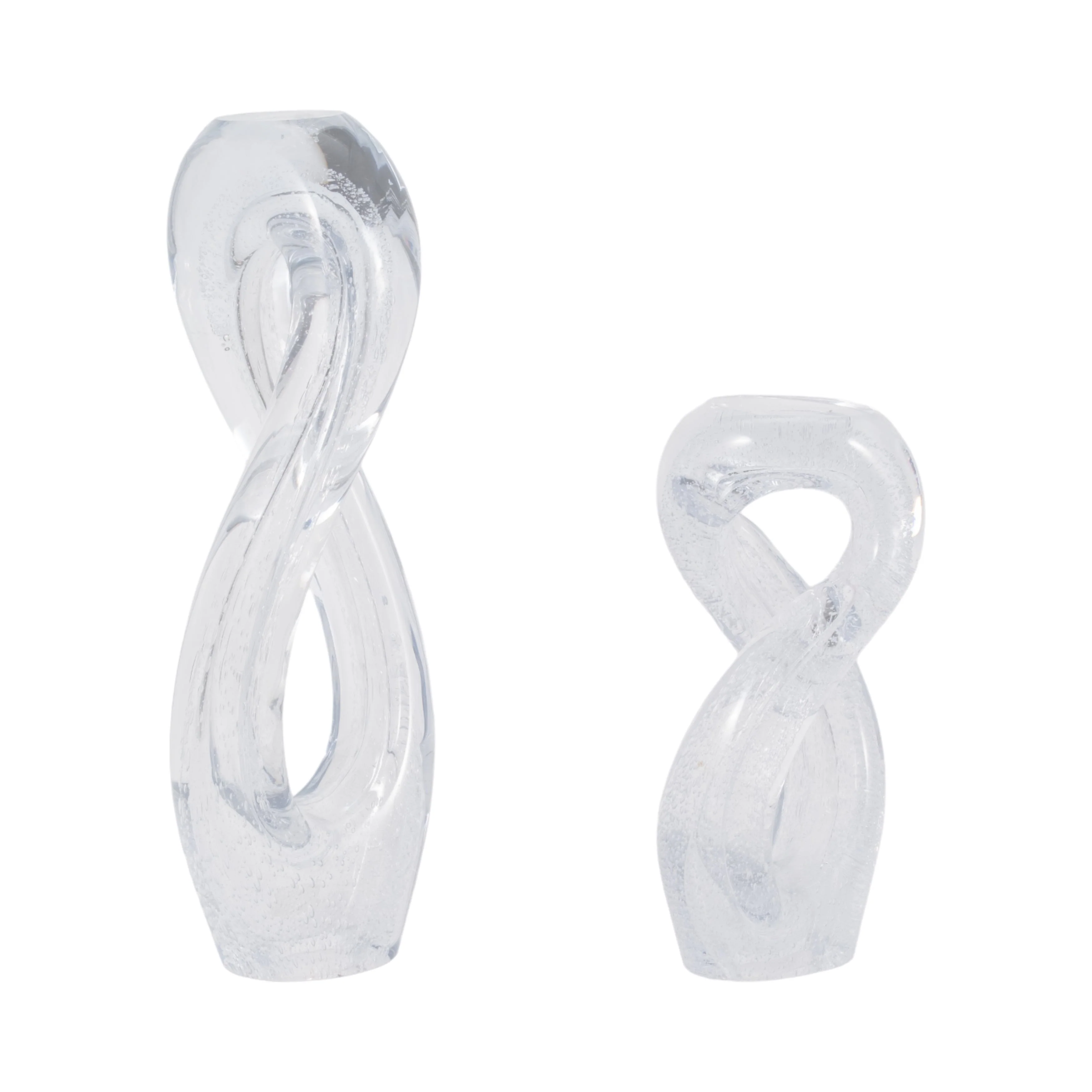 S/2 12/17" Celestine Glass Sculptures, Clear - Image 2
