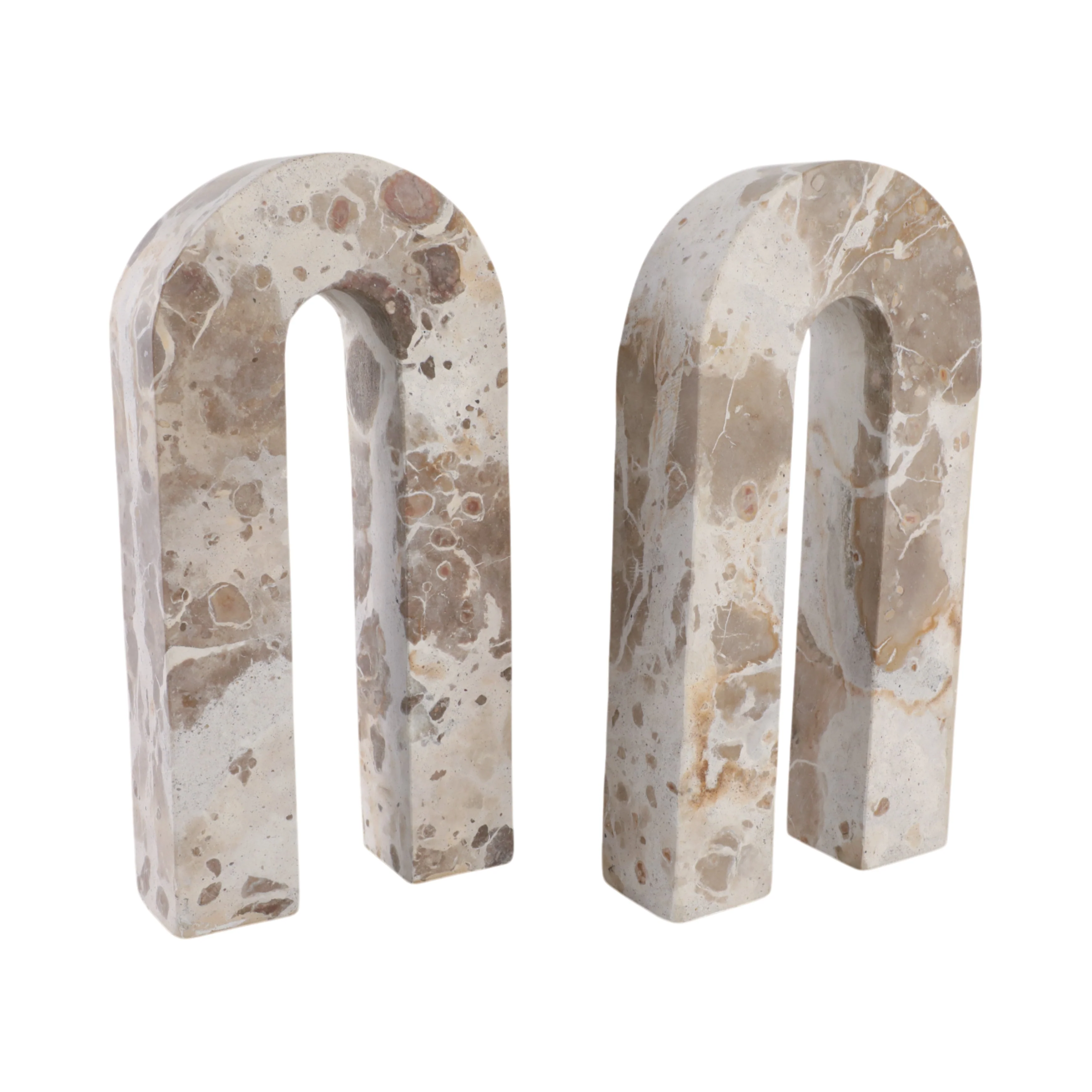 S/2 12" Pompano Beige Marble Arches - Image 3