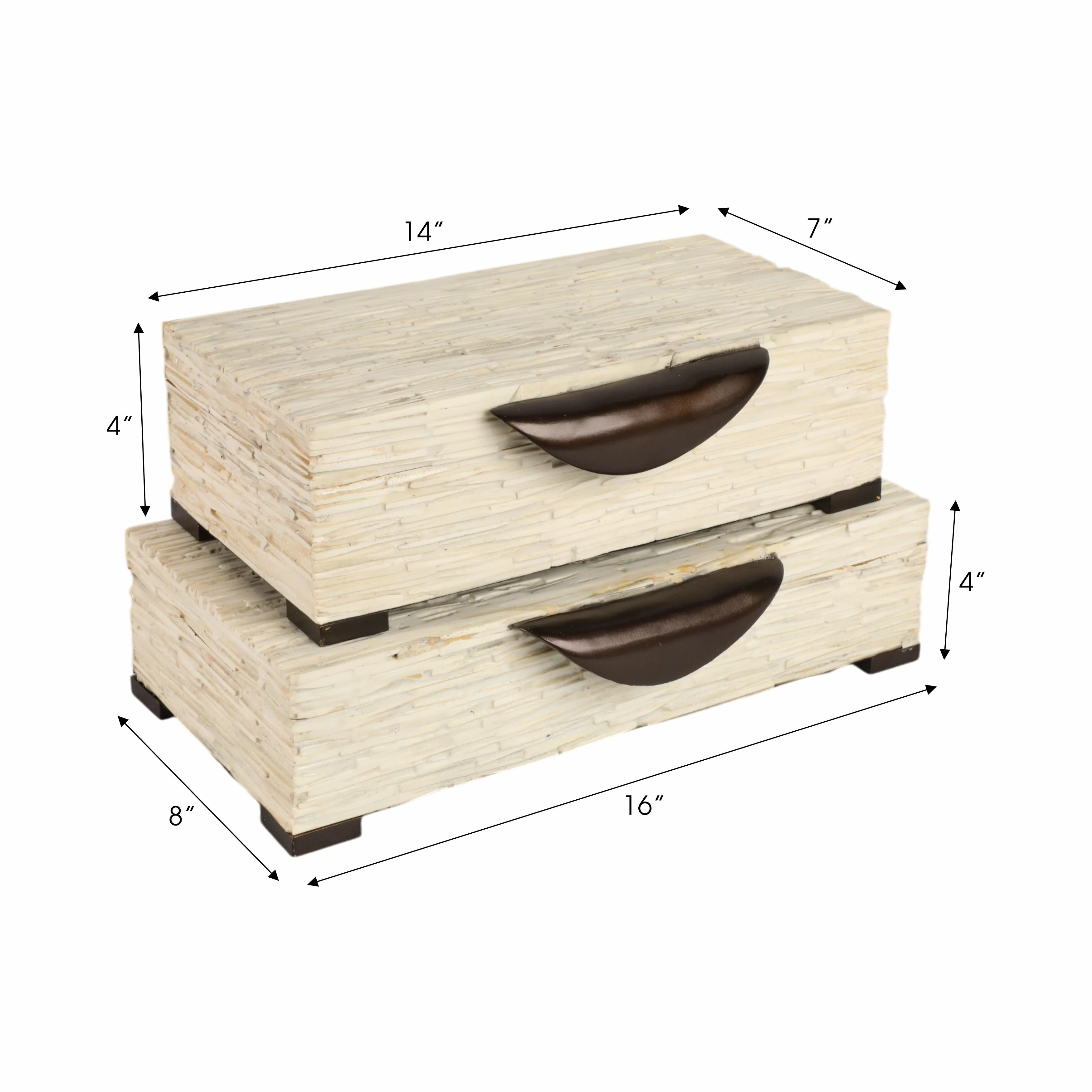 S/2 14/16" Hadwin Resin Cream Boxes - Image 10