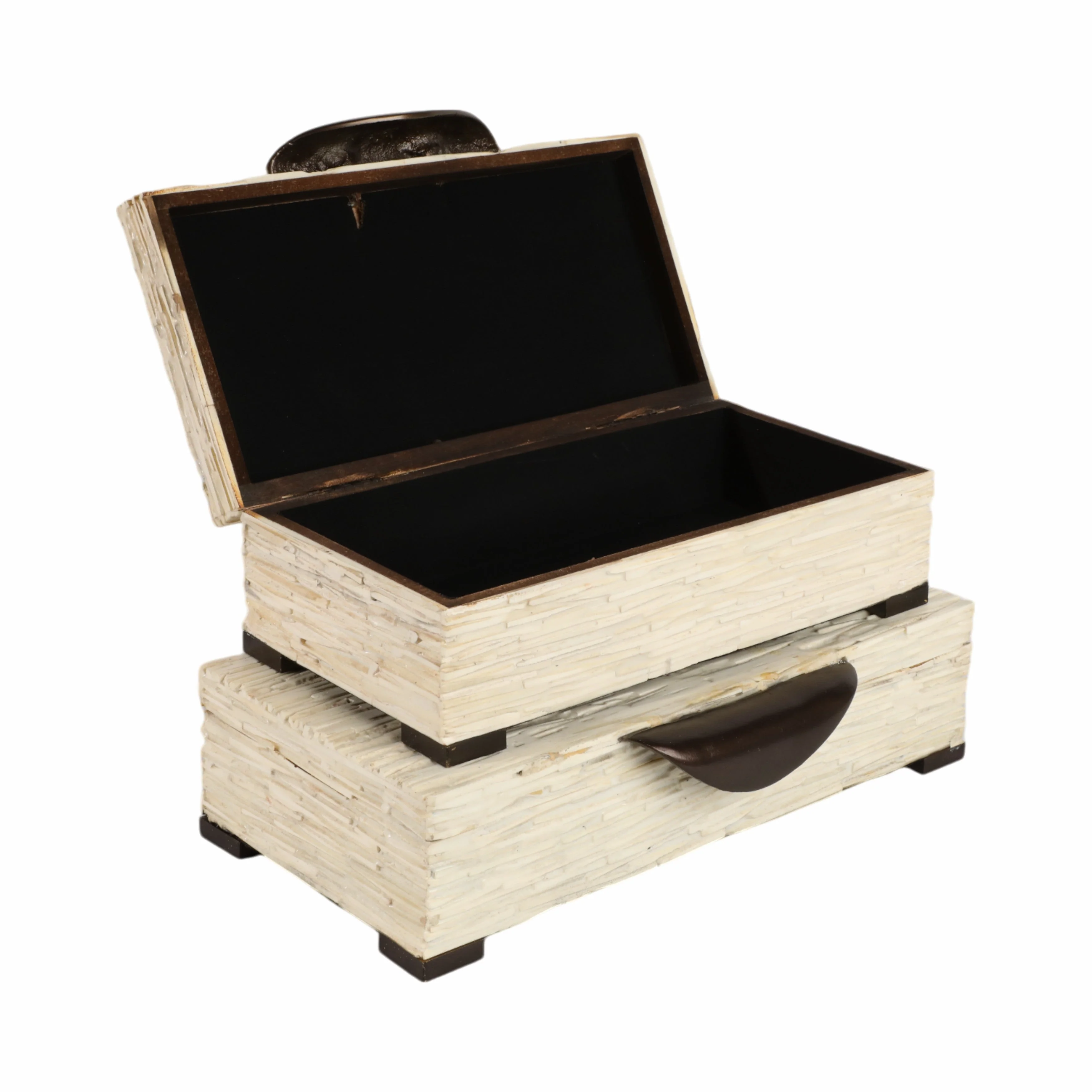 S/2 14/16" Hadwin Resin Cream Boxes - Image 4