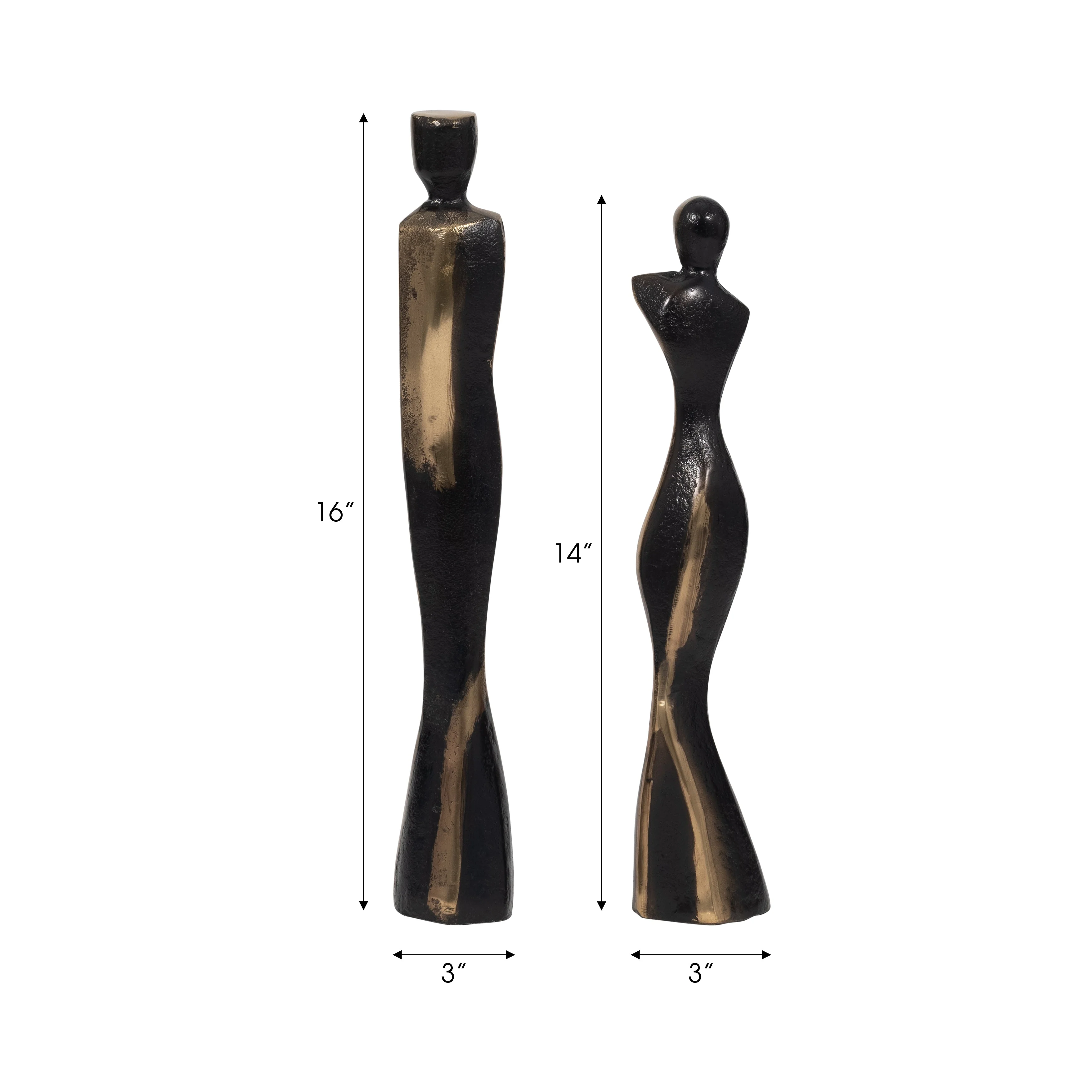S/2 14/16" Torren Couple Statuary, Bronze - Image 9