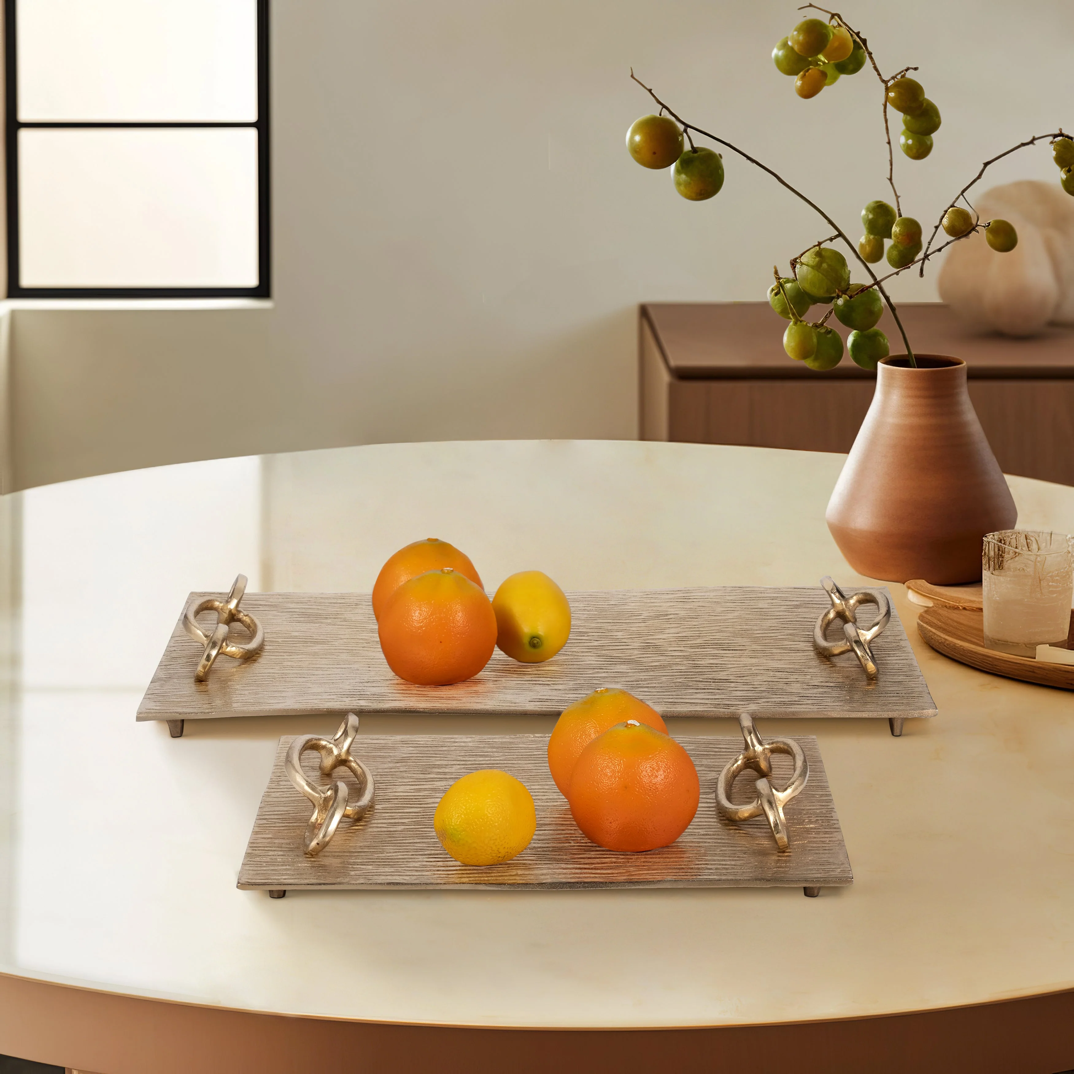S/2 14/21" Rada Gold Link Trays - Image 8