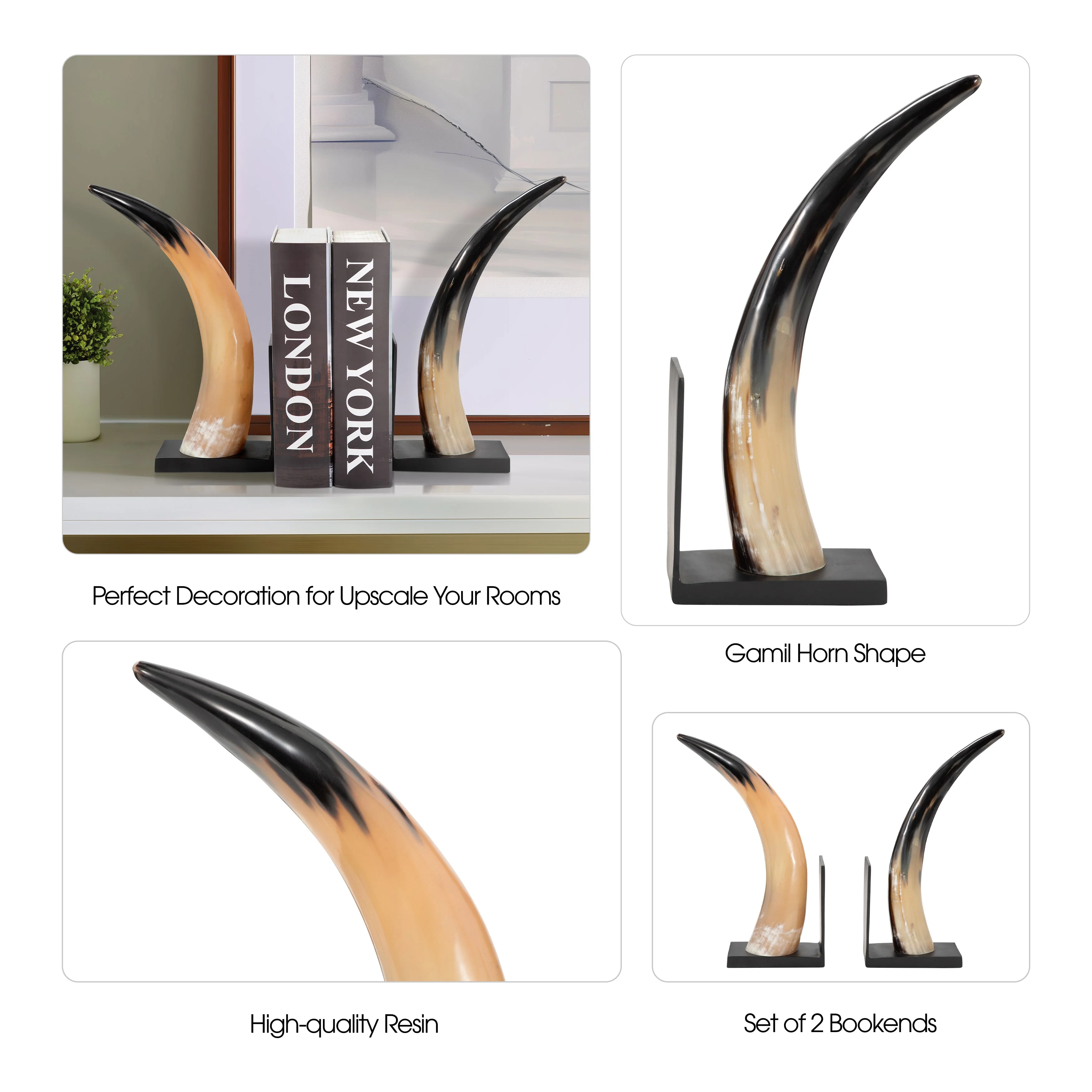 S/2 14" Gamil Horn Bookends - Image 17