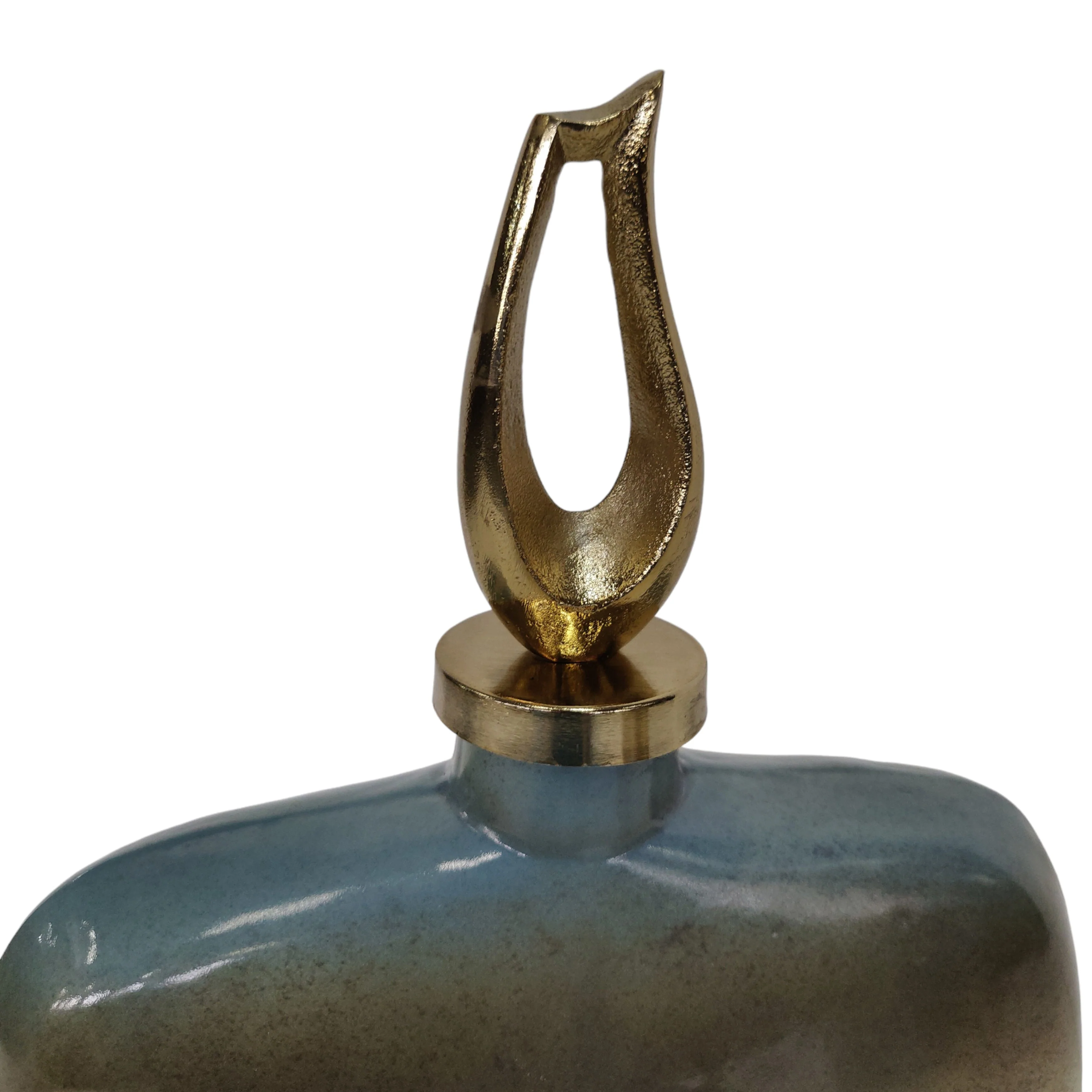 S/2 15/18" Ashford Glass Bottles With Metal Topper - Image 2