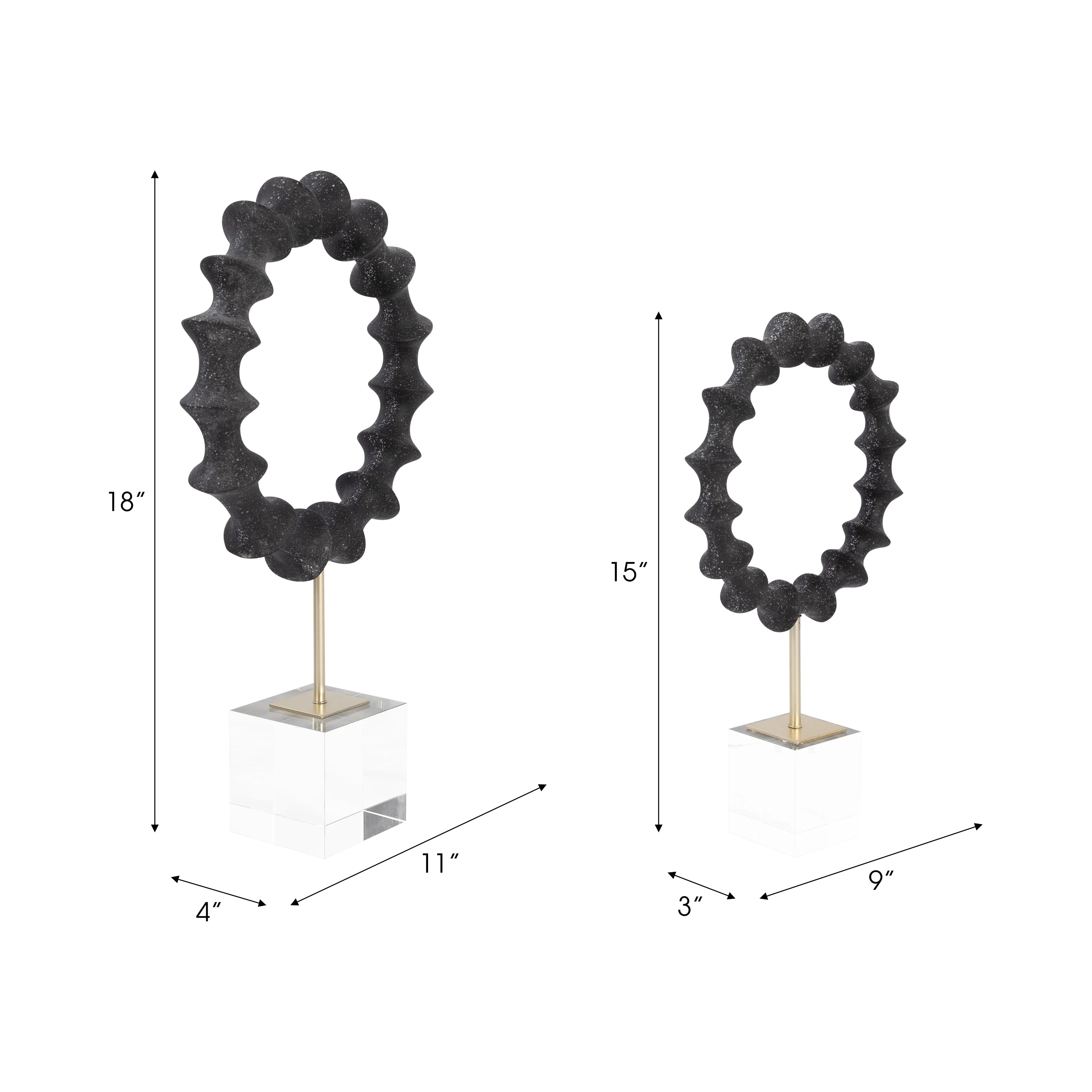 S/2 15/18" Operose Statuary, Black - Image 16