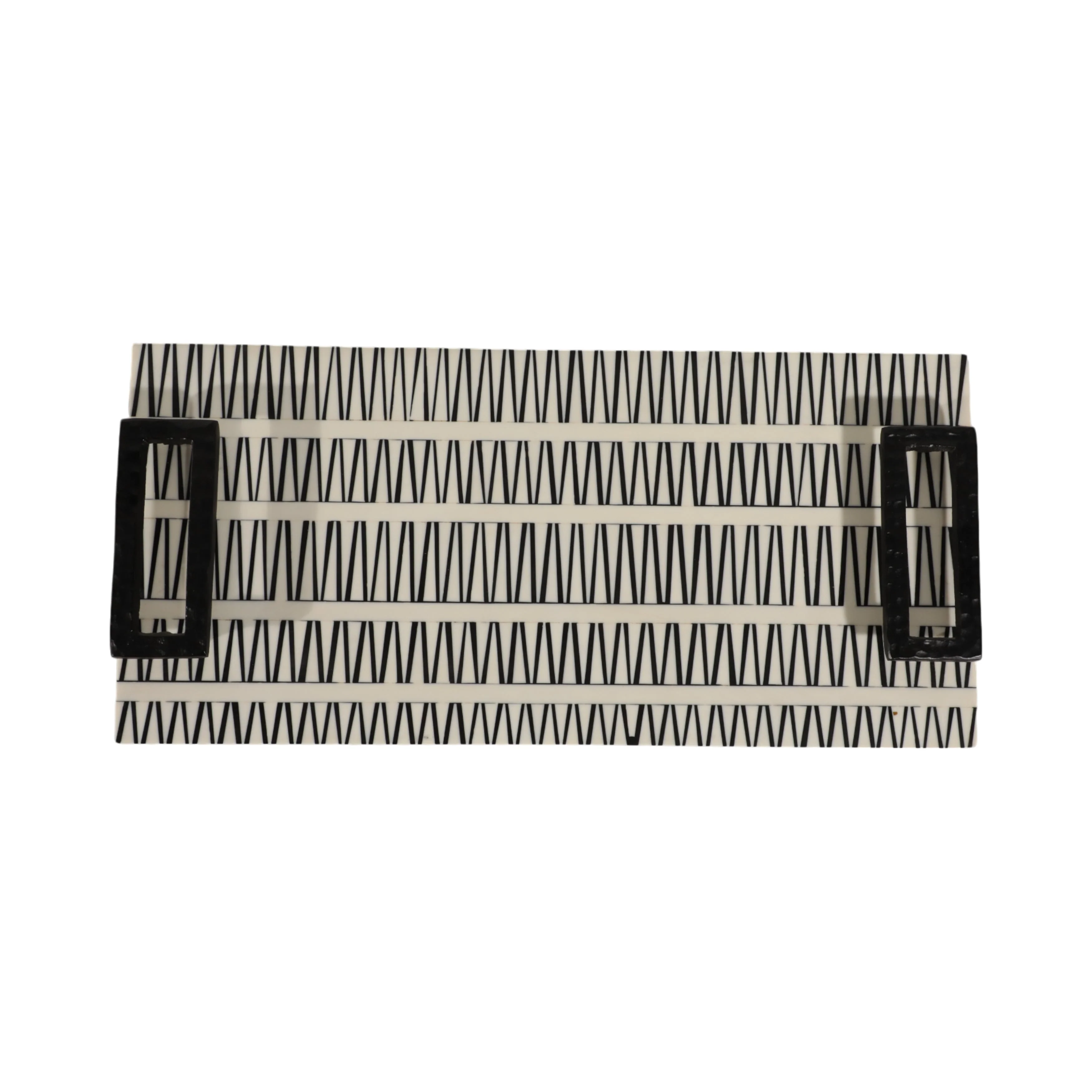 S/2 18/22" Gobiel Black & White Resin Trays - Image 7