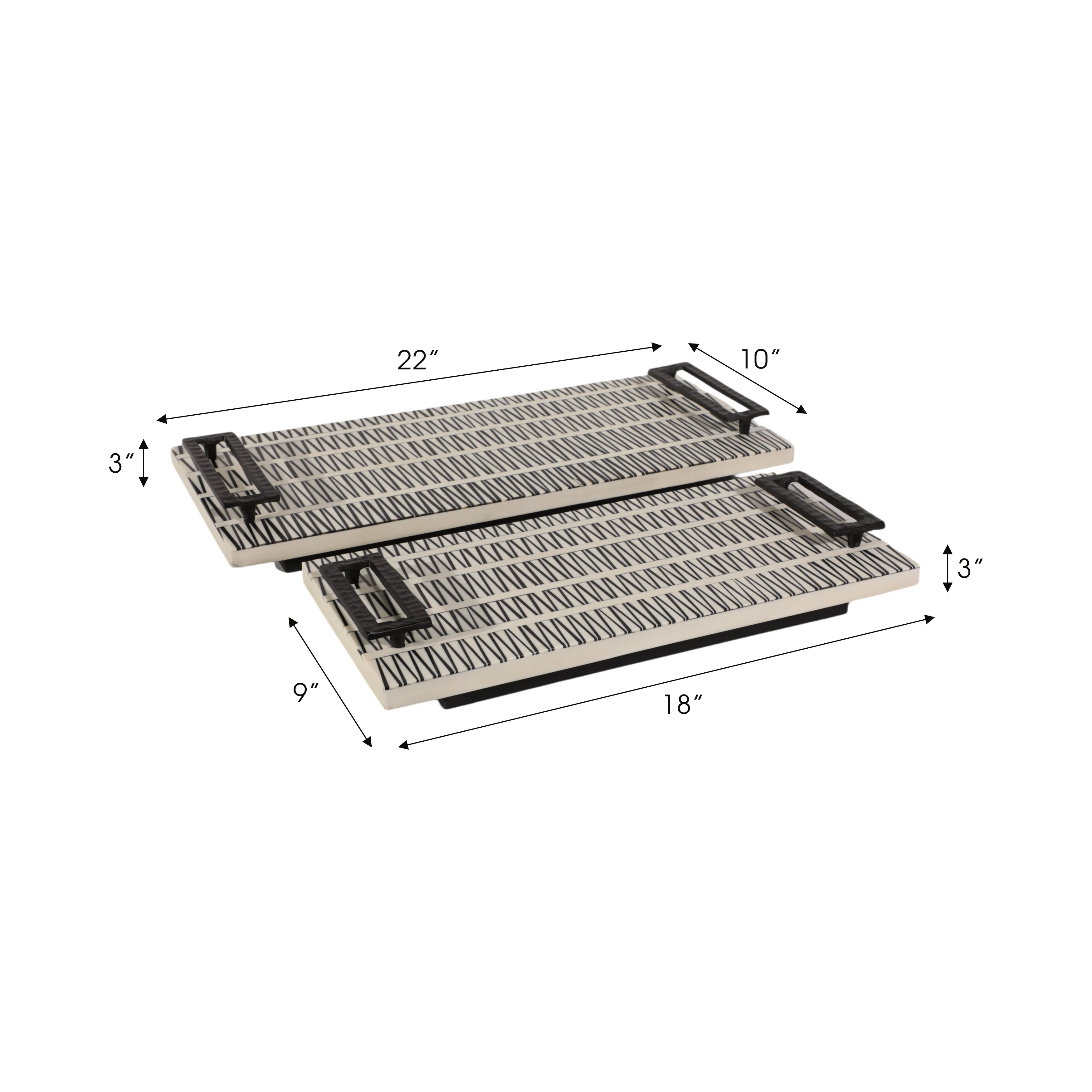 S/2 18/22" Gobiel Black & White Resin Trays - Image 9