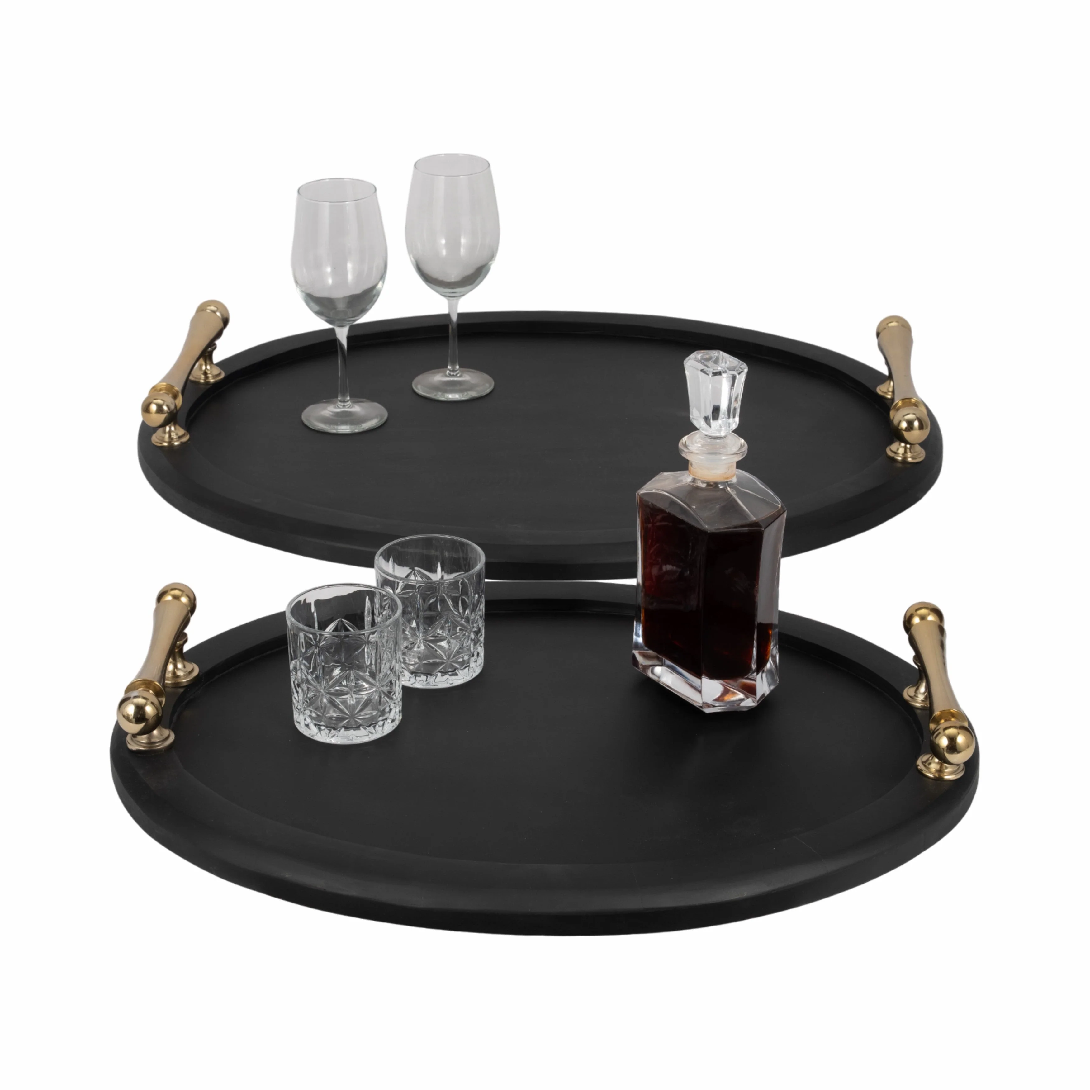S/2 25/29" Cylde Wood Trays, Black - Image 6