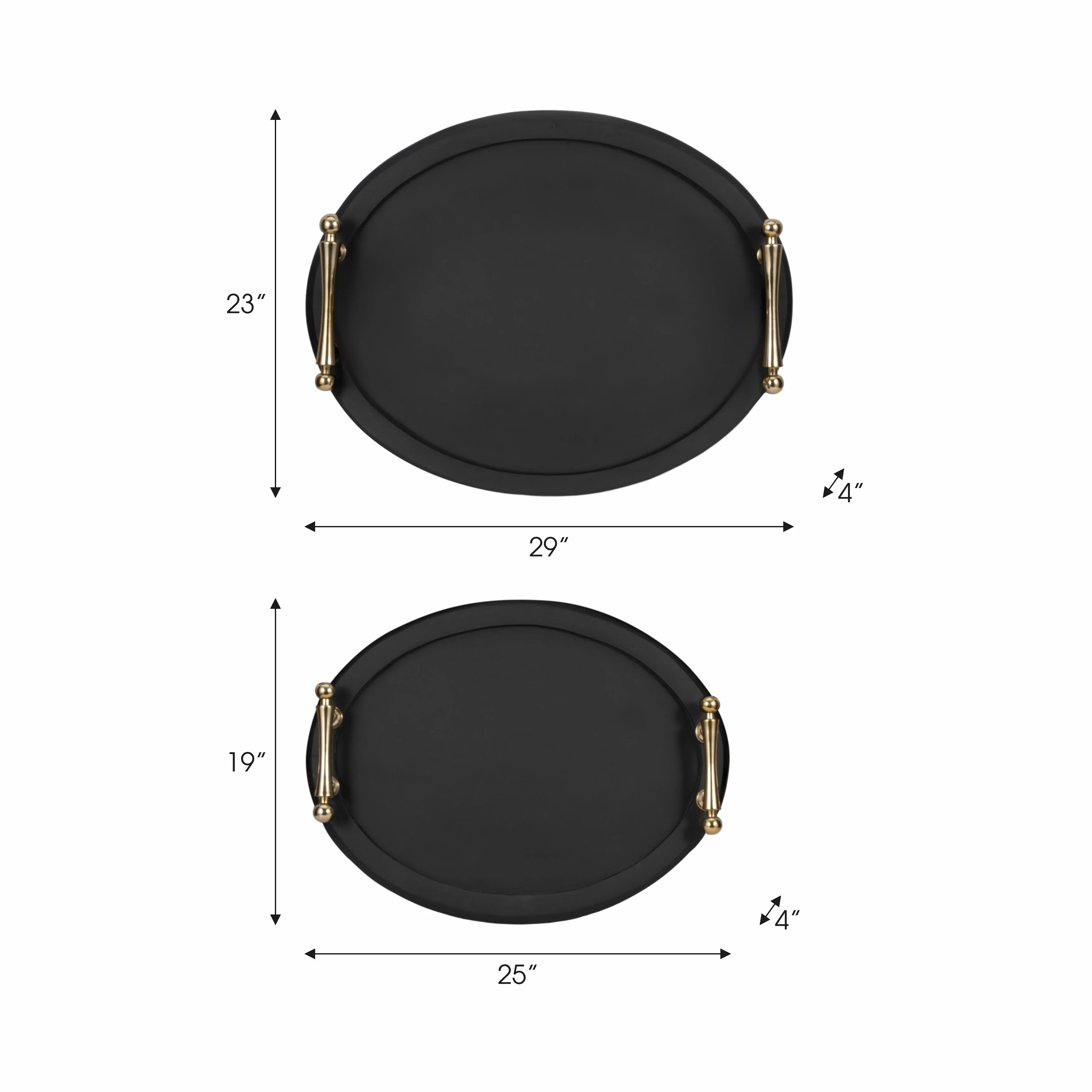 S/2 25/29" Cylde Wood Trays, Black - Image 9