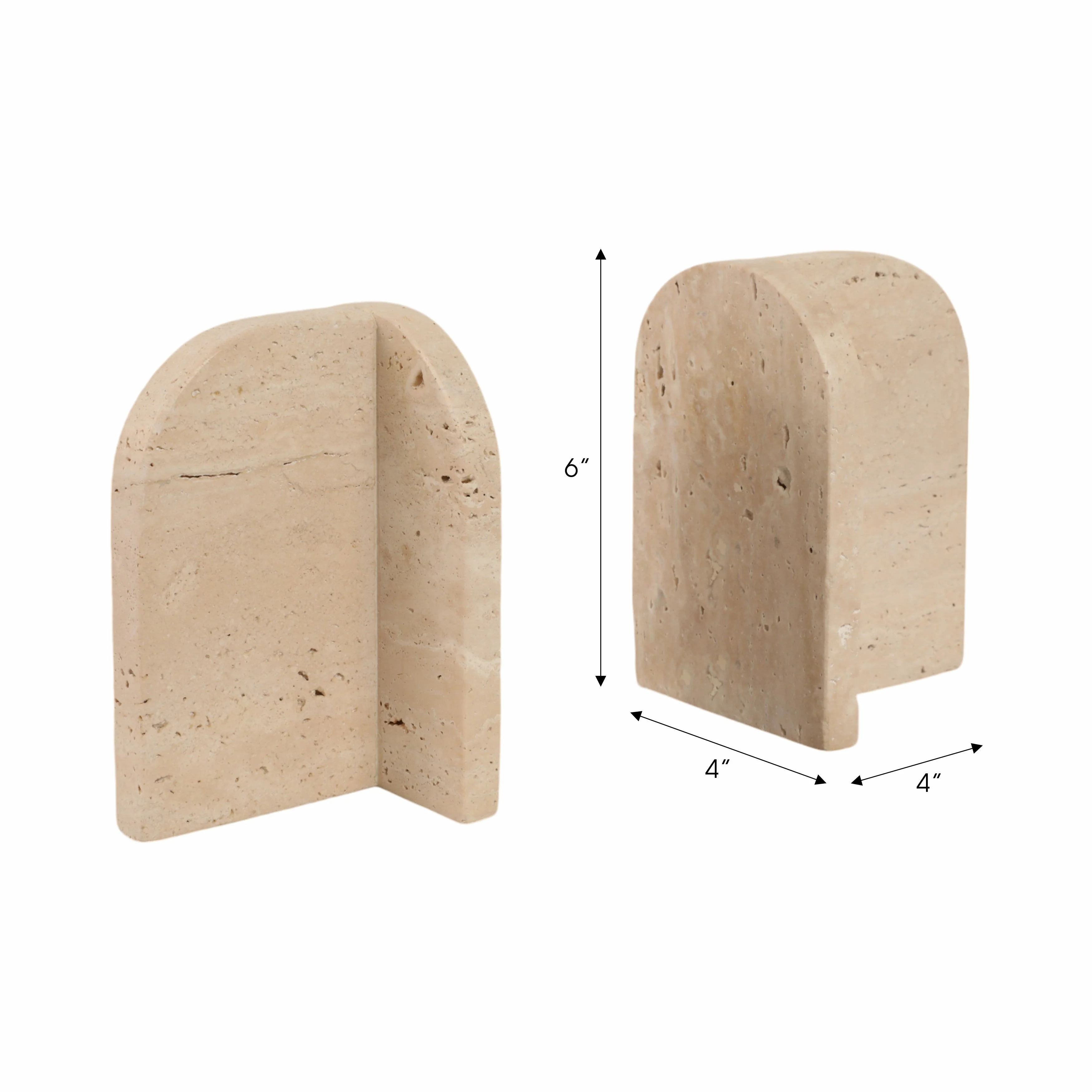 S/2 6" Arched Travertine Bookends, Tan - Image 15