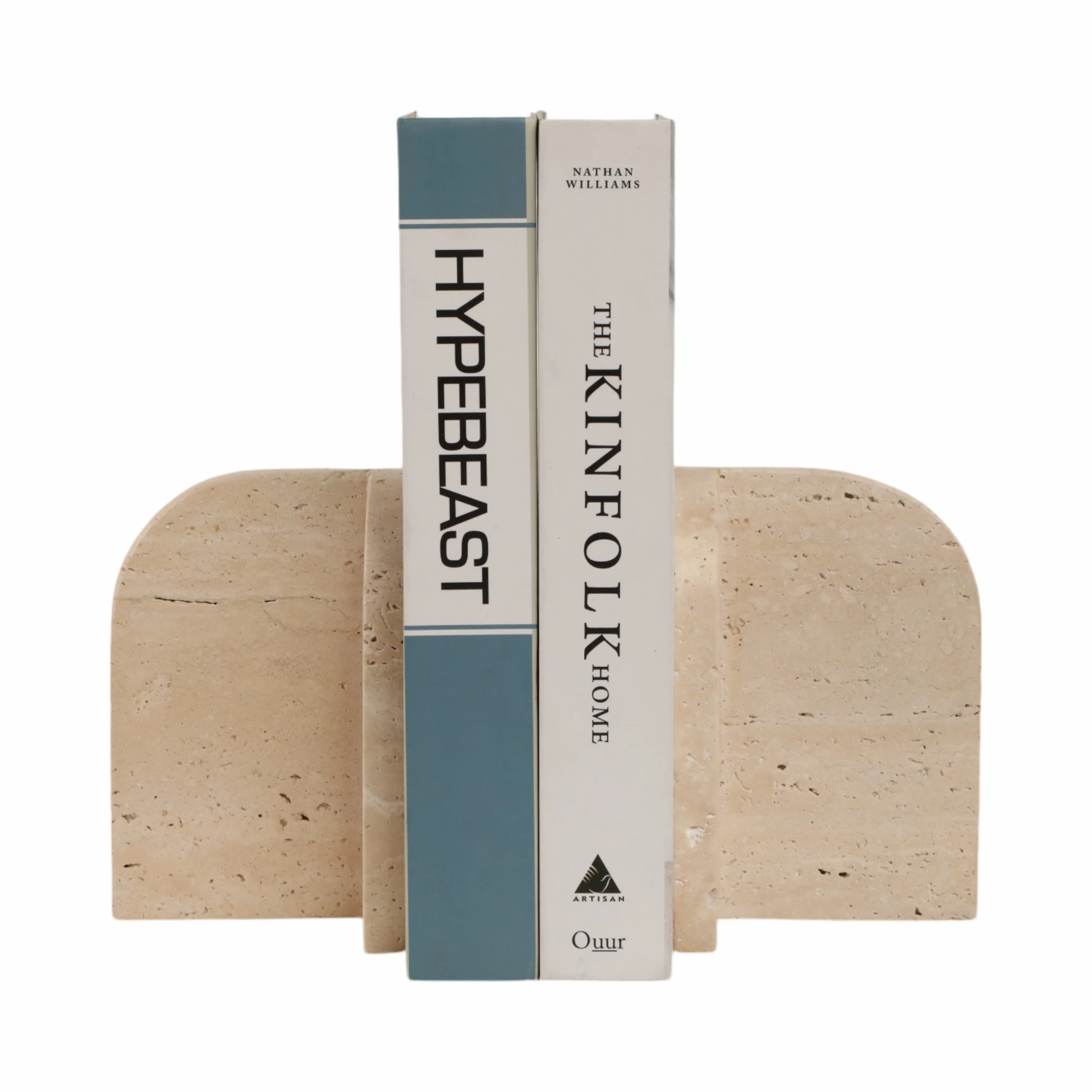 S/2 6" Arched Travertine Bookends, Tan - Image 3