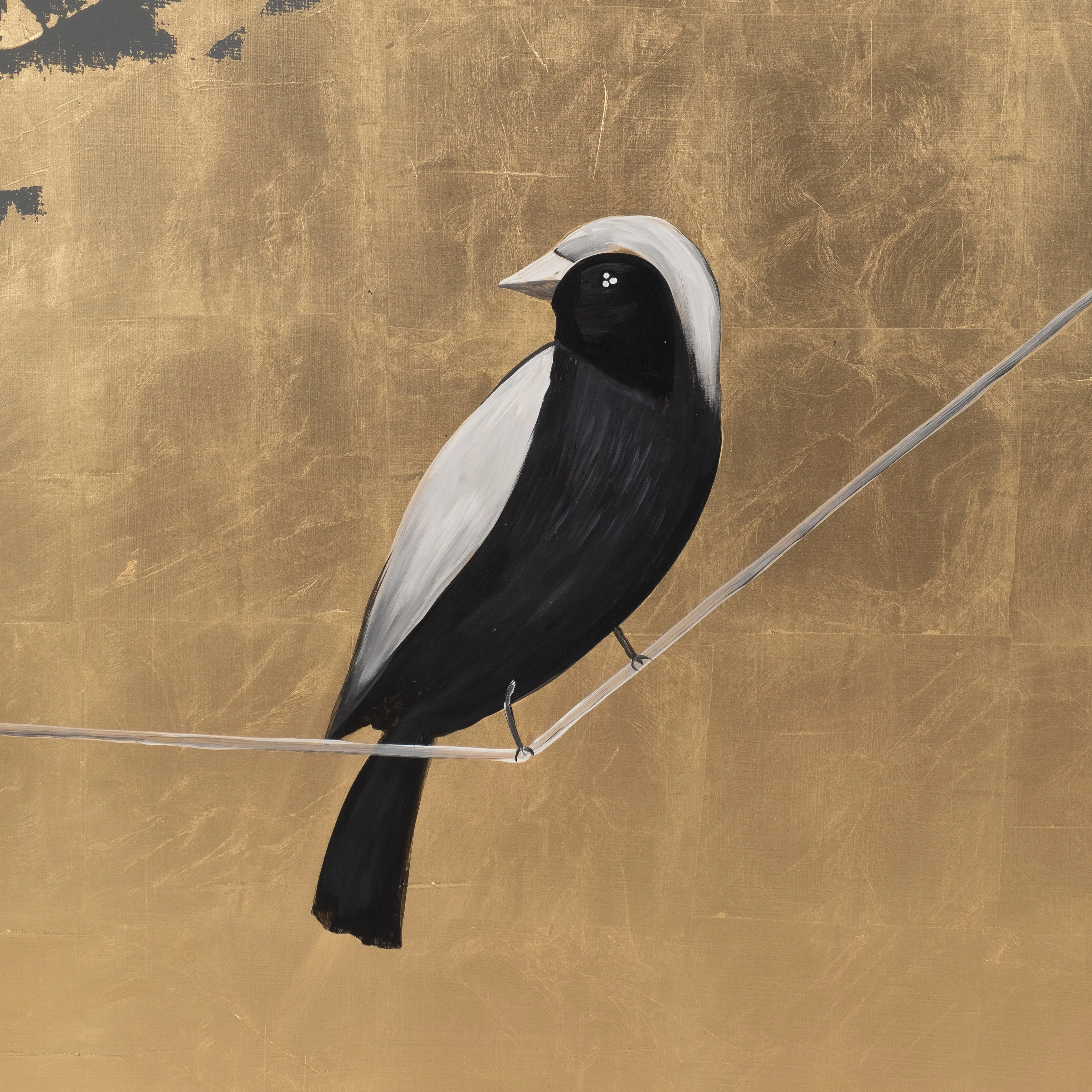 S/2 63x47 Hand Painted Birds On Wire, Gold - Image 14