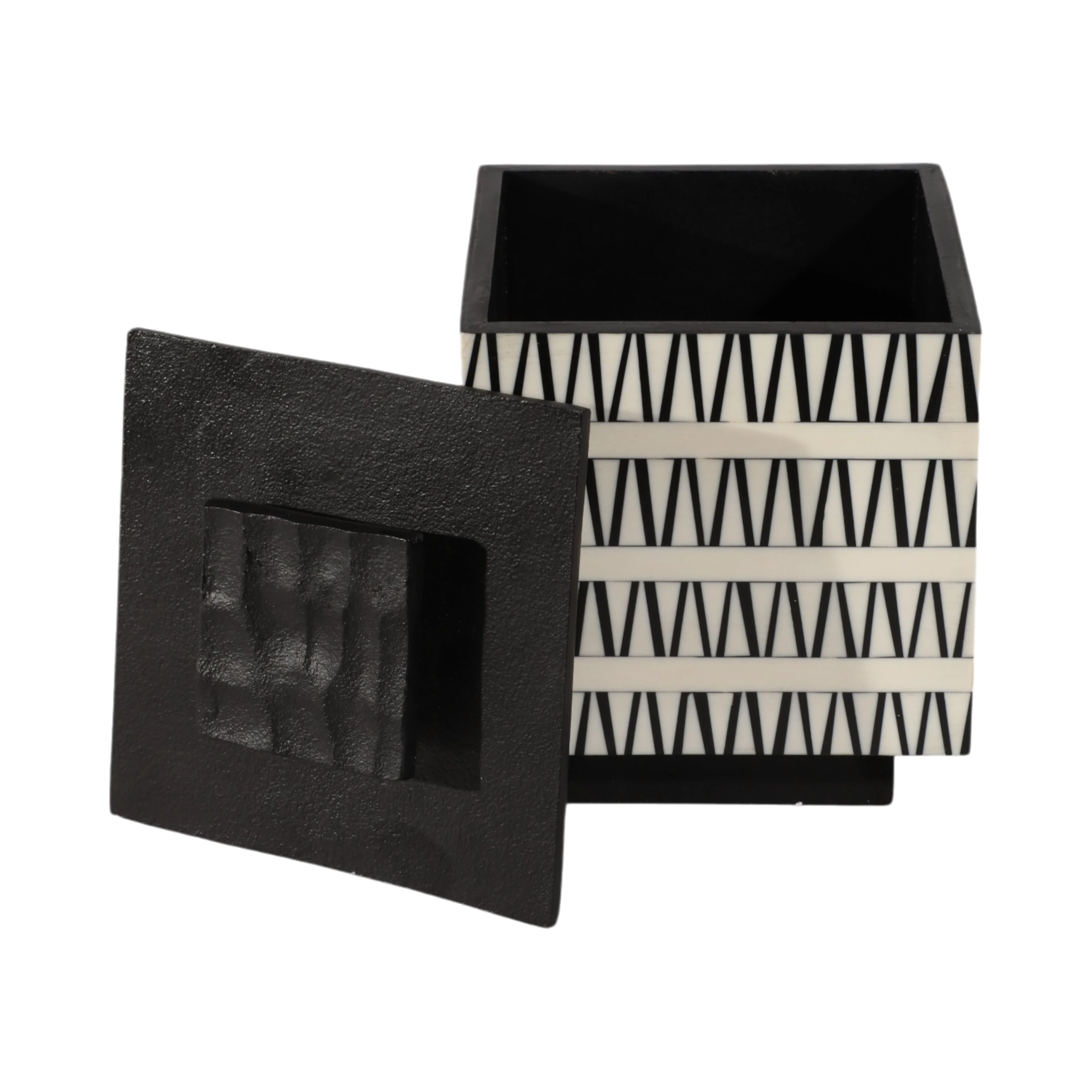S/2 7/10" Gobiel Black & White Resin Boxes - Image 6