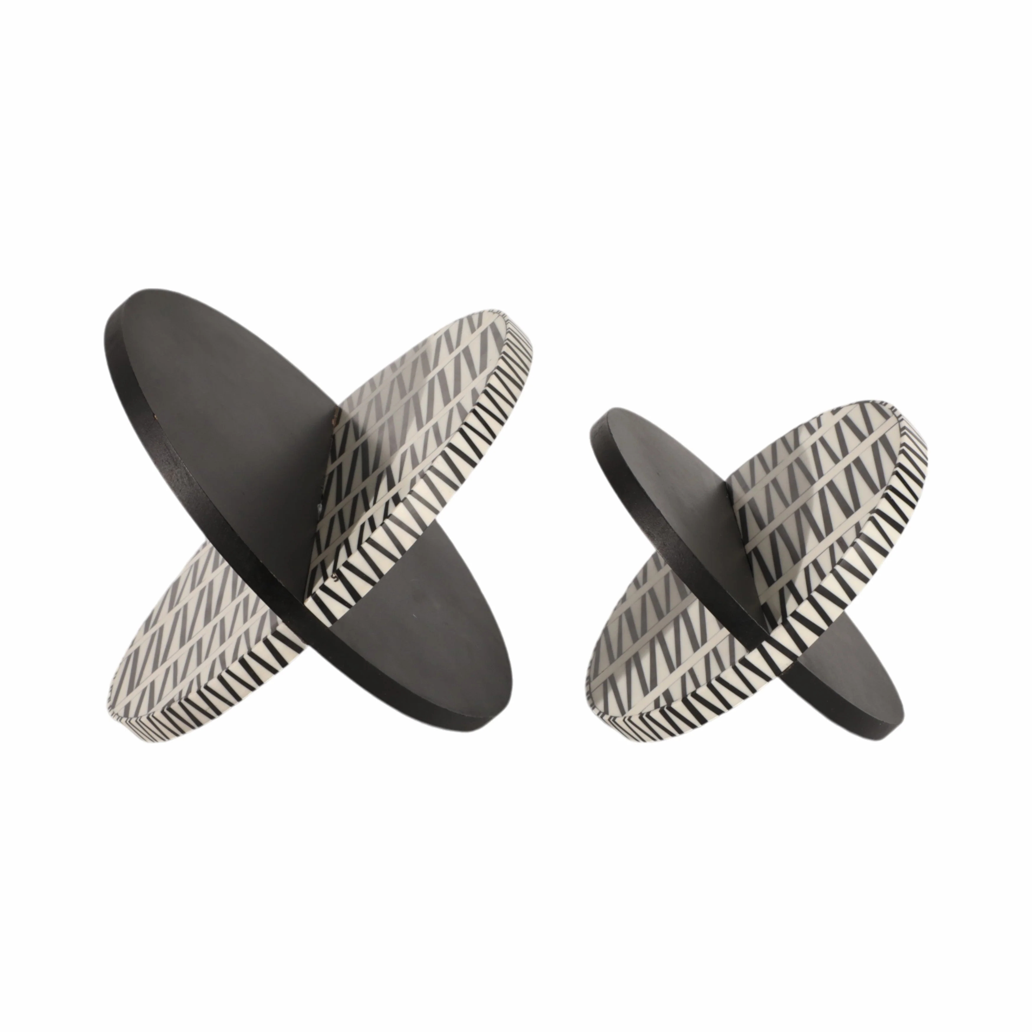 S/2 7/10" Gobiel Black & White Resin Orbs - Image 4