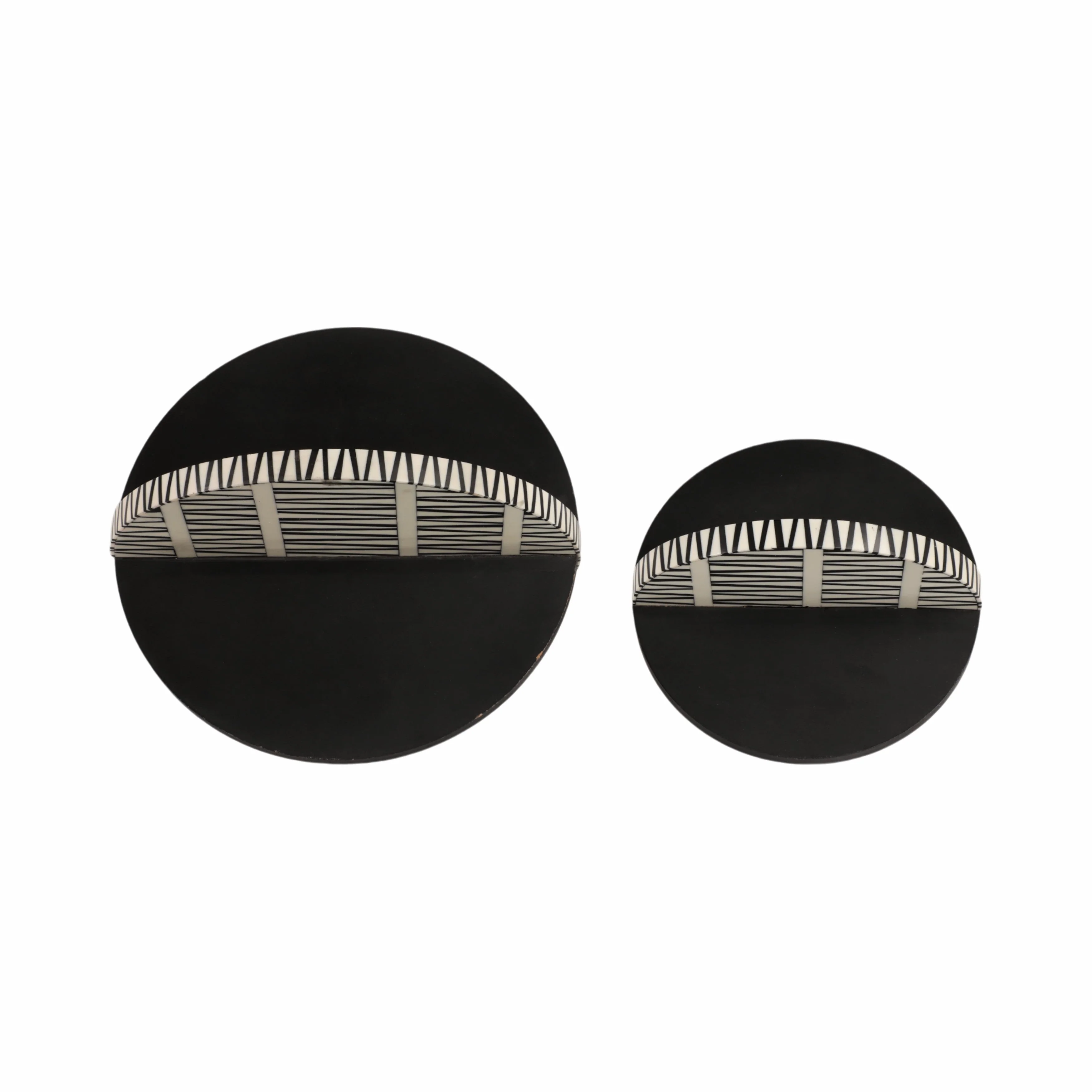 S/2 7/10" Gobiel Black & White Resin Orbs - Image 5
