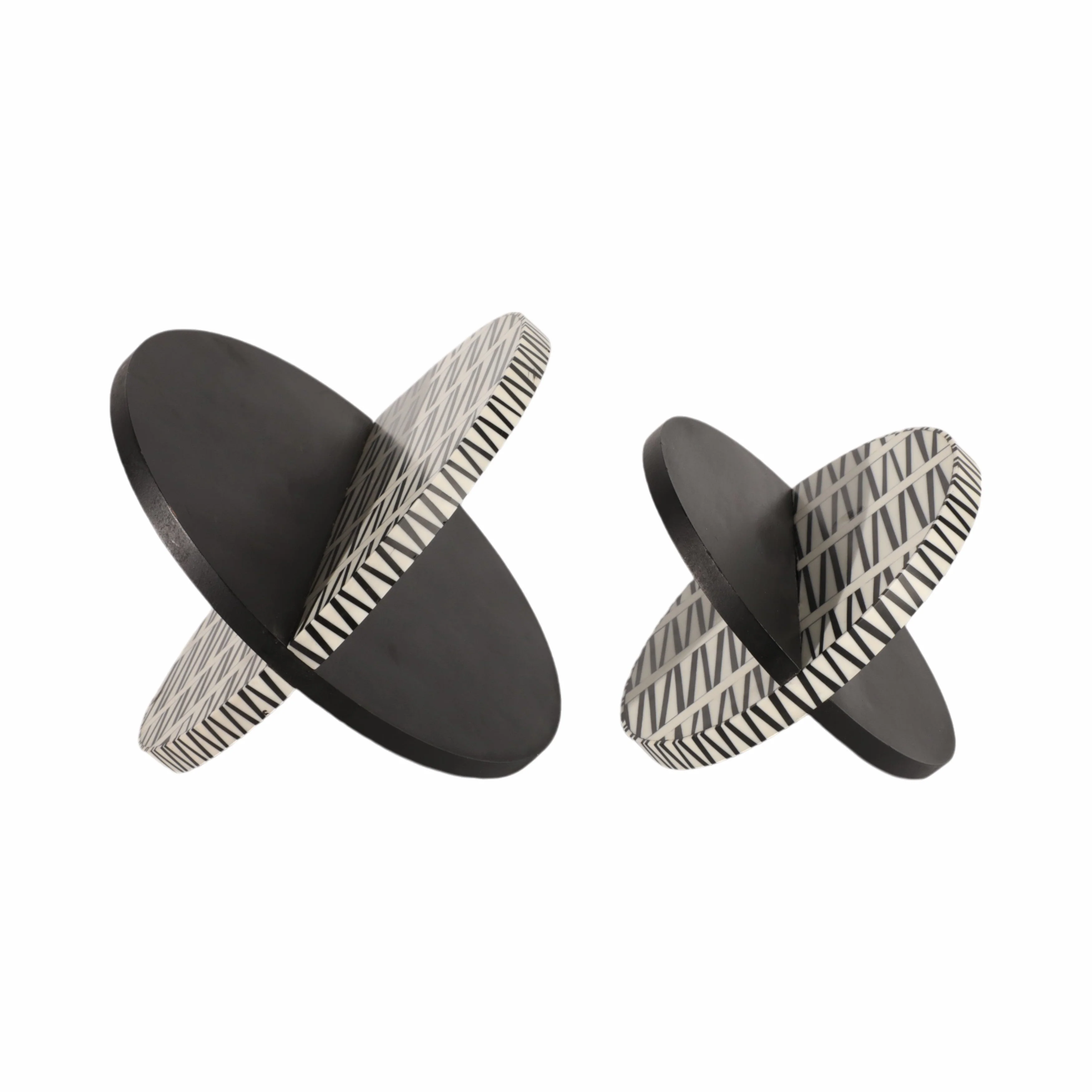 S/2 7/10" Gobiel Black & White Resin Orbs - Image 6
