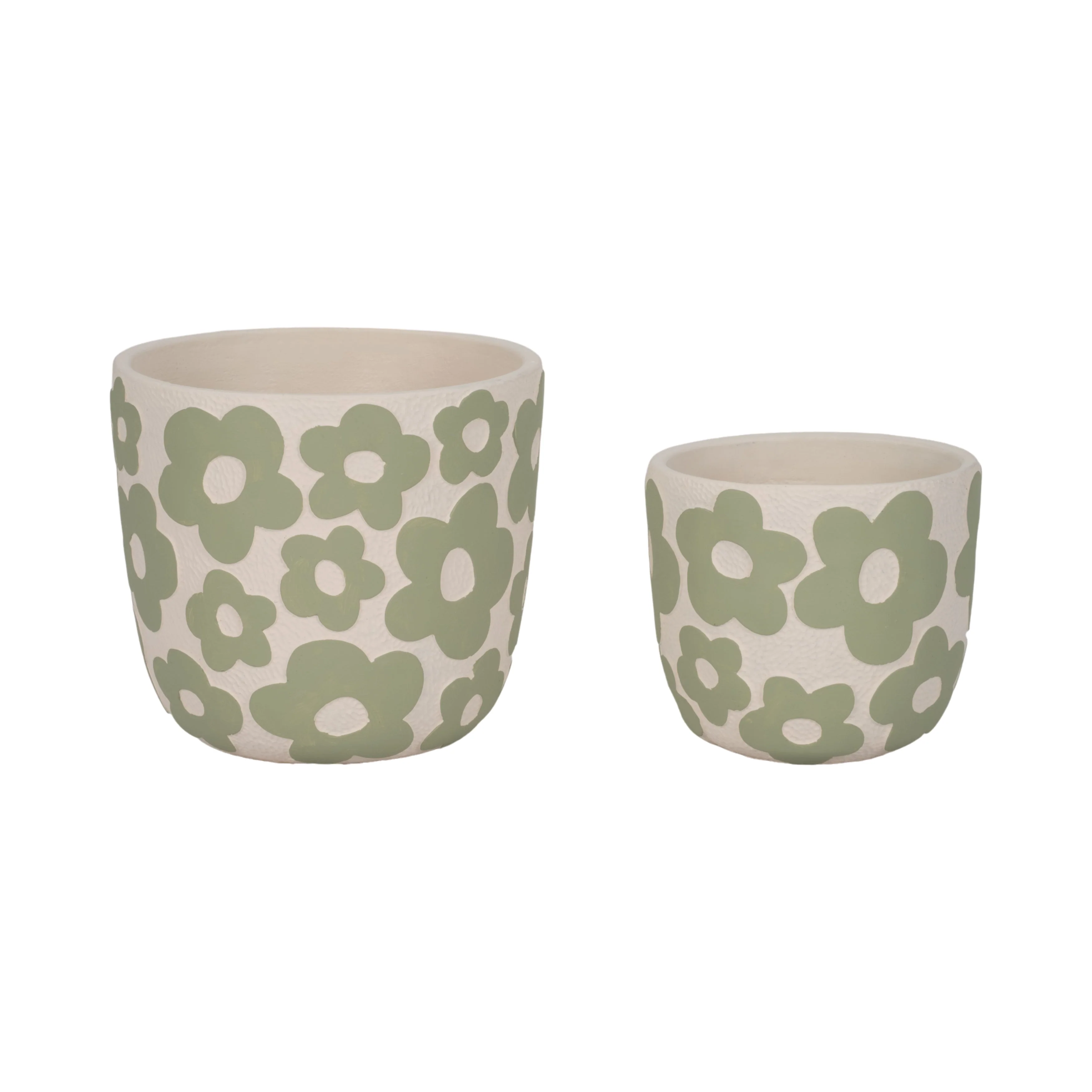 S/2 7/9" Flower Power Planters, Light Green - Image 3