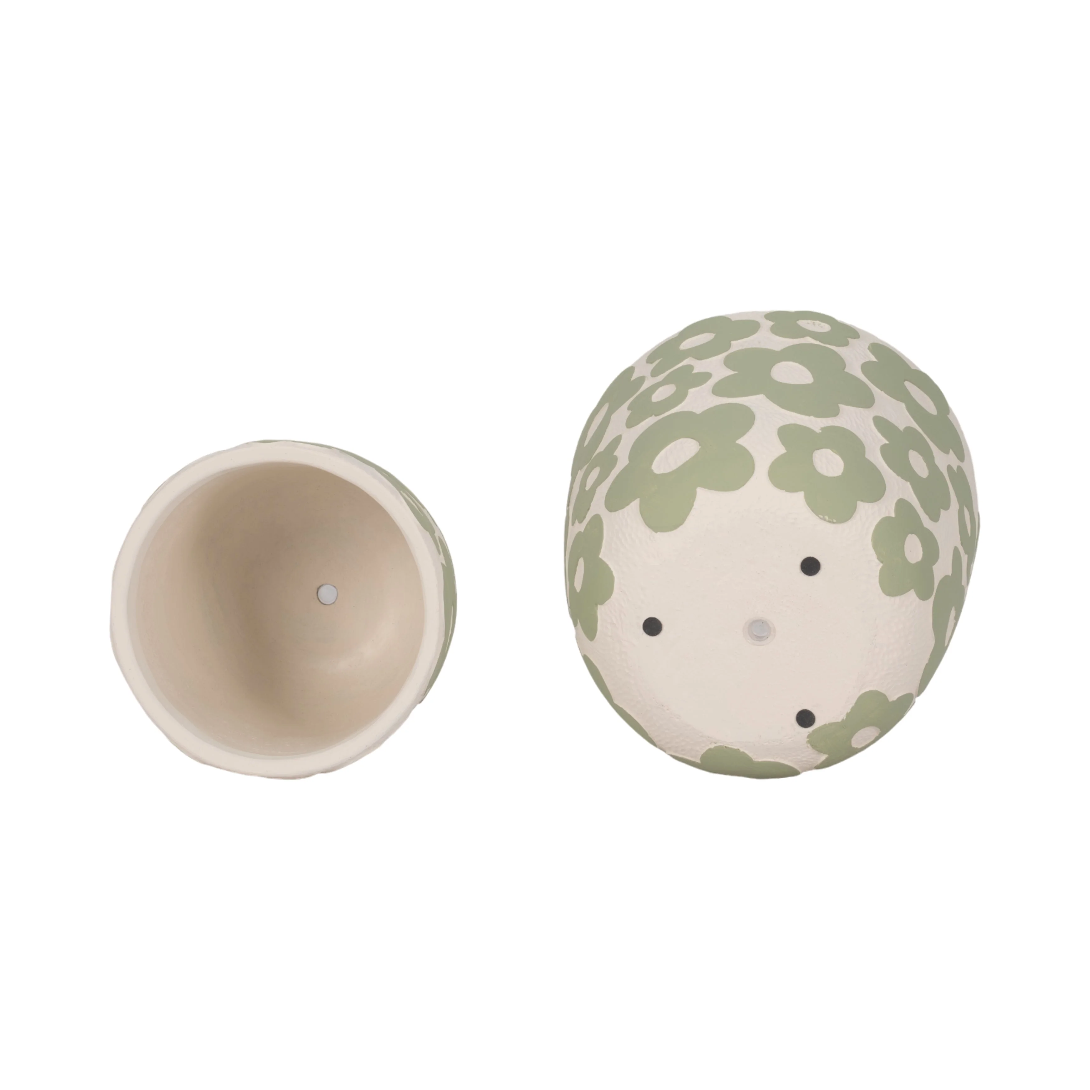 S/2 7/9" Flower Power Planters, Light Green - Image 6