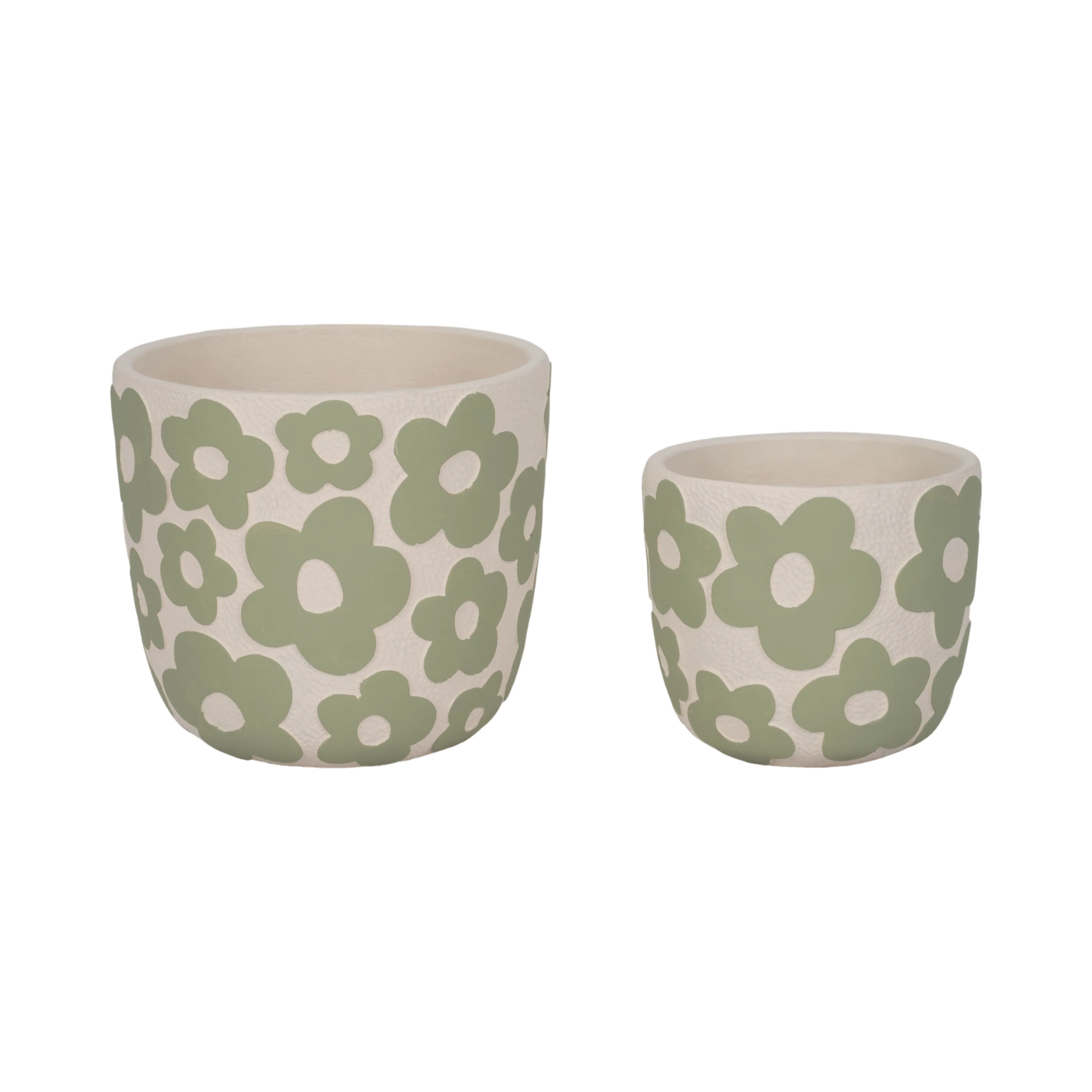 S/2 7/9" Flower Power Planters, Light Green - Image 8