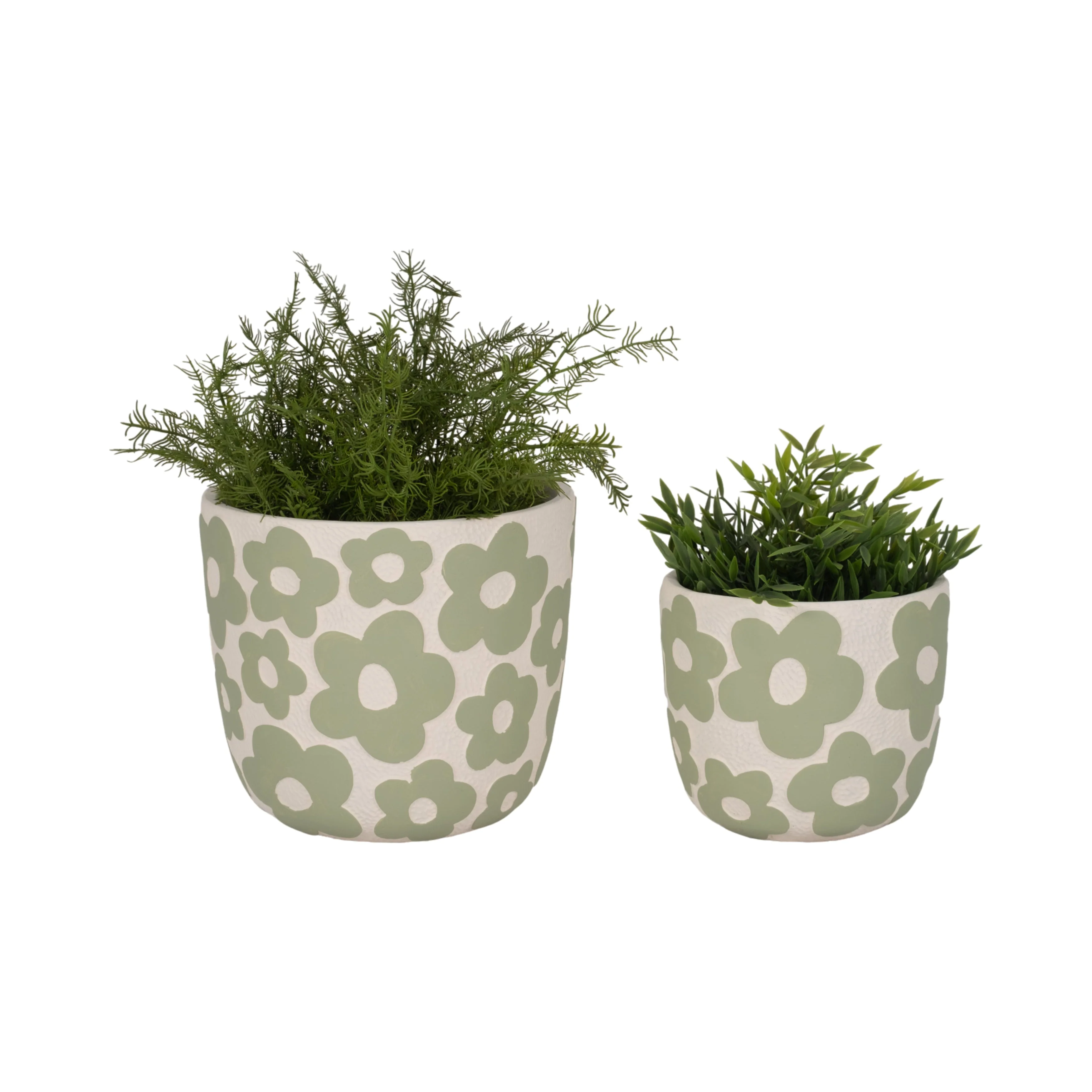 S/2 7/9" Flower Power Planters, Light Green - Image 9
