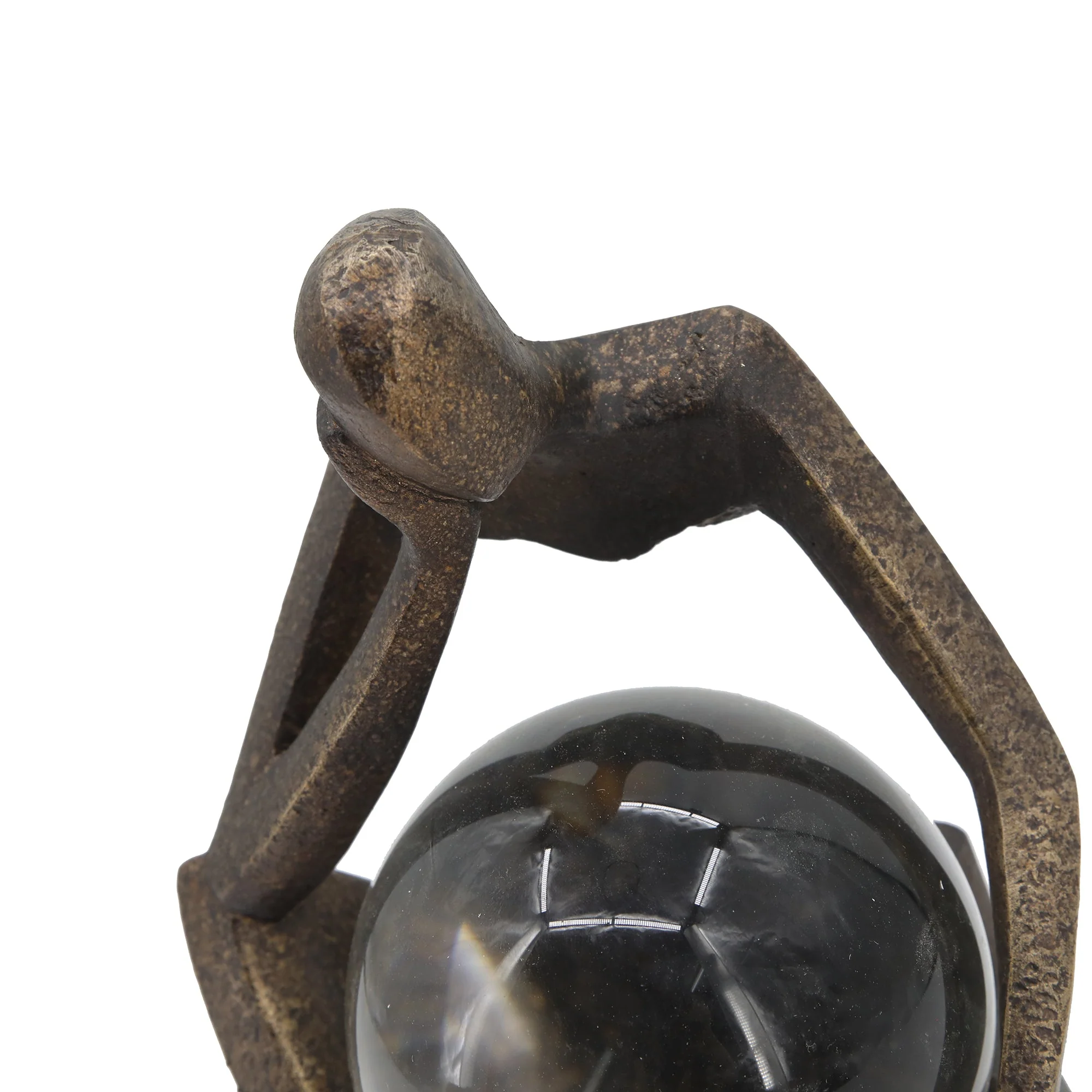 S/2 8" Aracar Statuary With Crystal Sphere, Bronze - Image 5