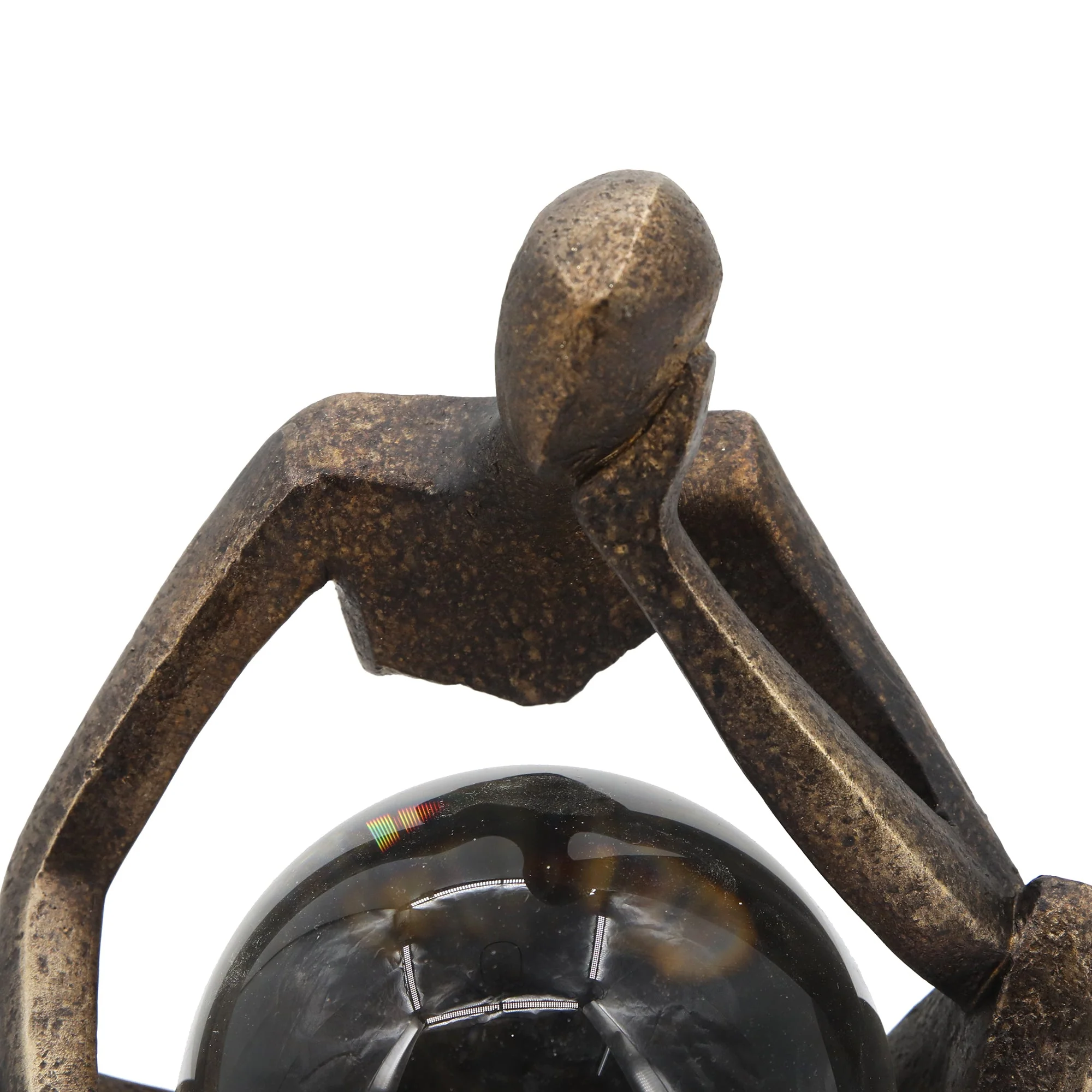 S/2 8" Aracar Statuary With Crystal Sphere, Bronze - Image 6