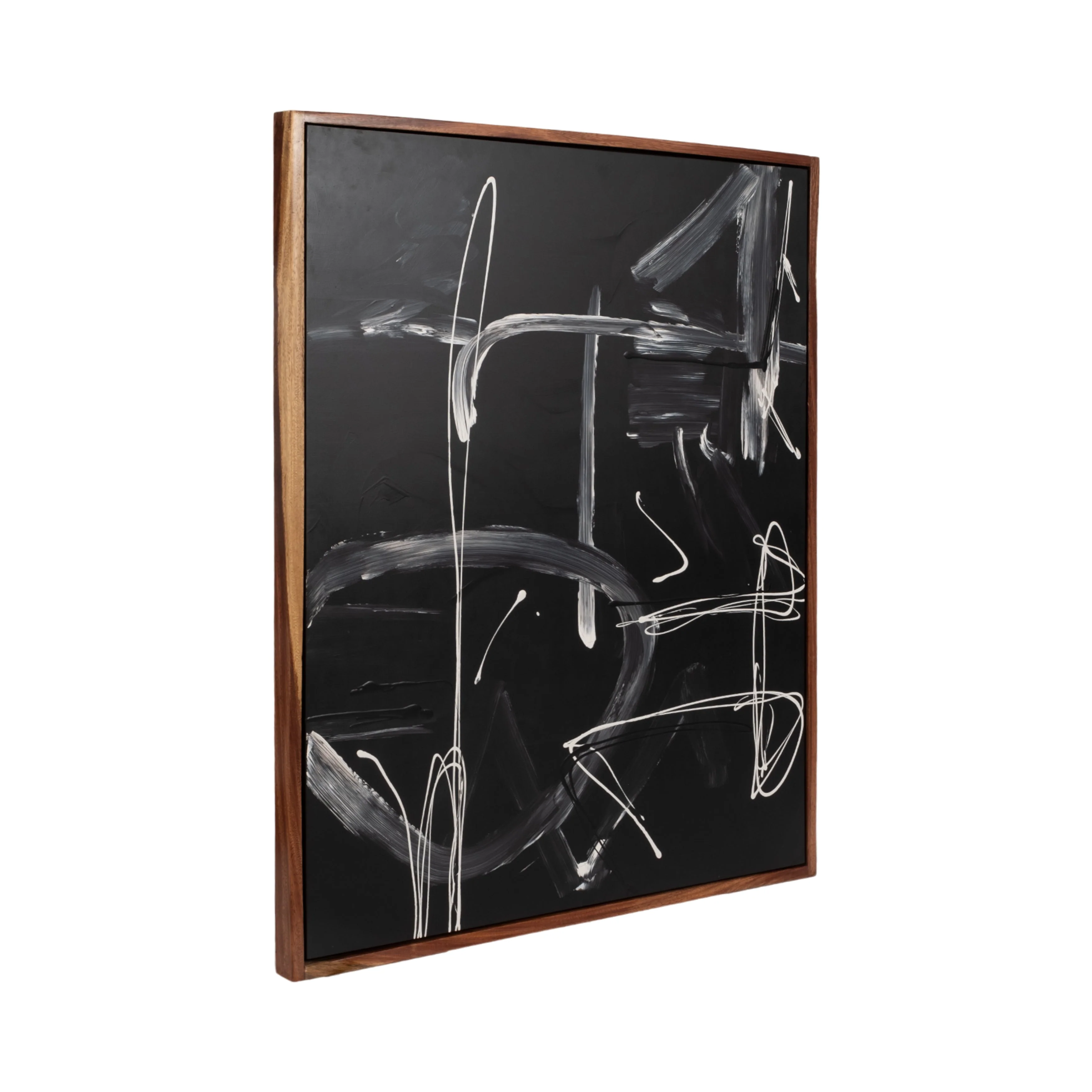 S/2 95x59 Hand Painted Contemporary Art, Black/wht - Image 2