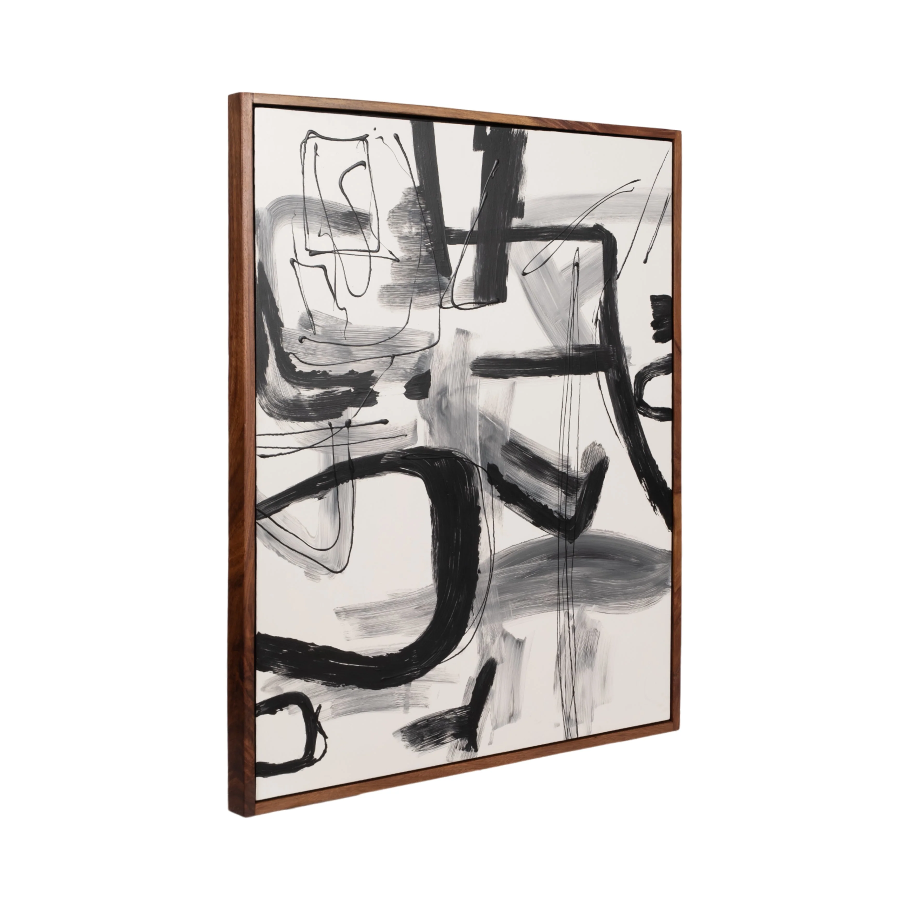 S/2 95x59 Hand Painted Contemporary Art, Black/wht - Image 3
