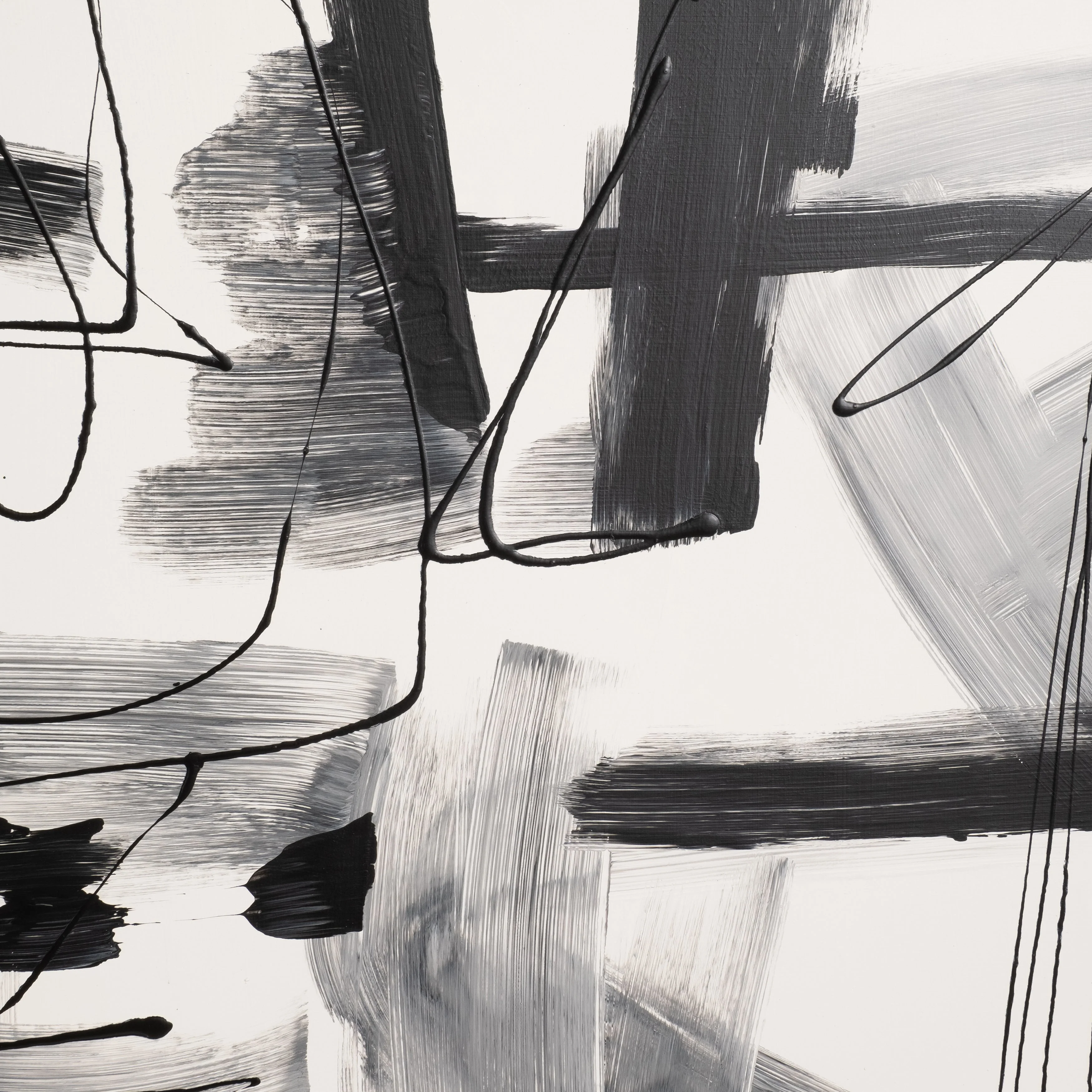 S/2 95x59 Hand Painted Contemporary Art, Black/wht - Image 9