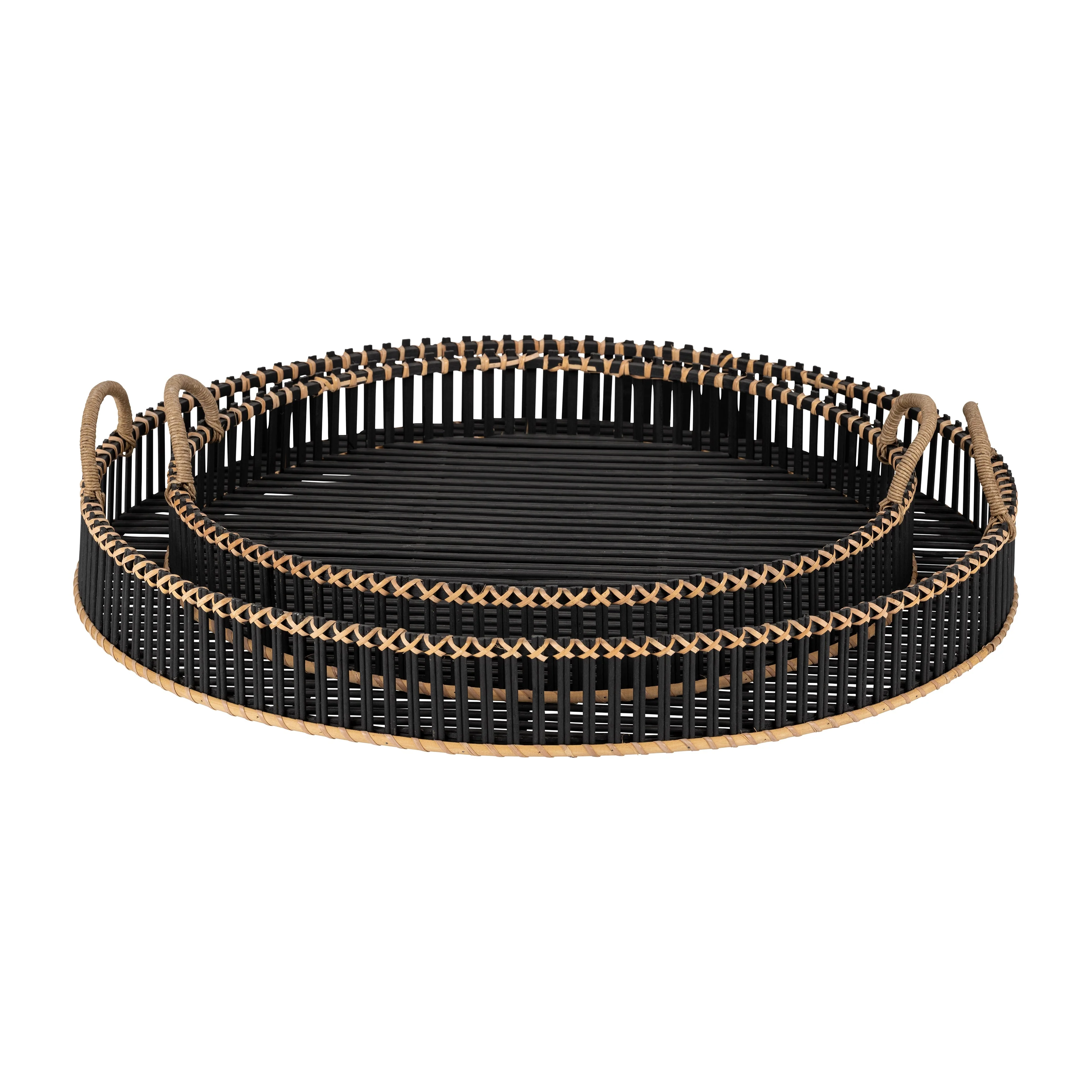 S/2 BAMBOO 24/30" ROUND TRAYS, BLACK - Image 10
