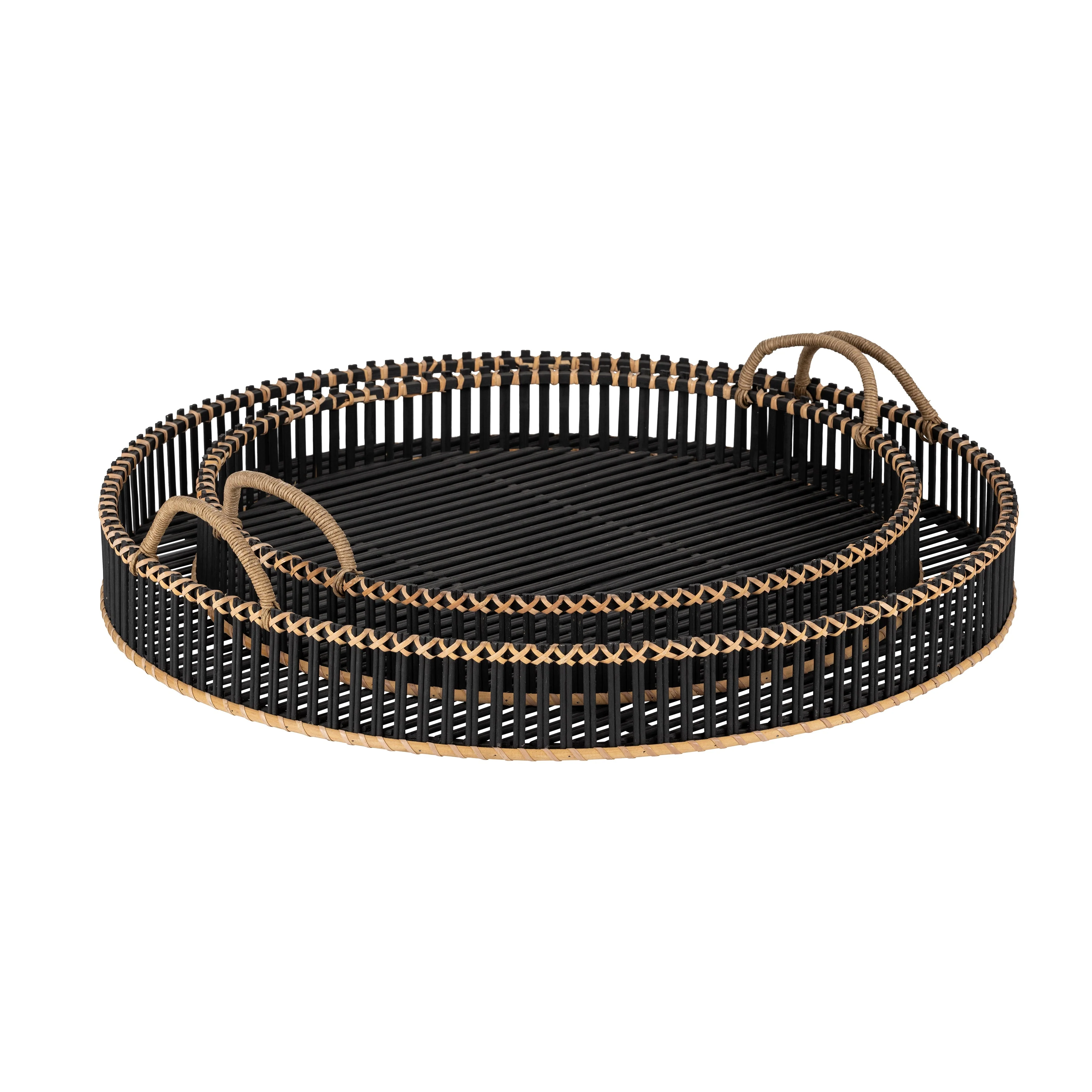 S/2 BAMBOO 24/30" ROUND TRAYS, BLACK - Image 11